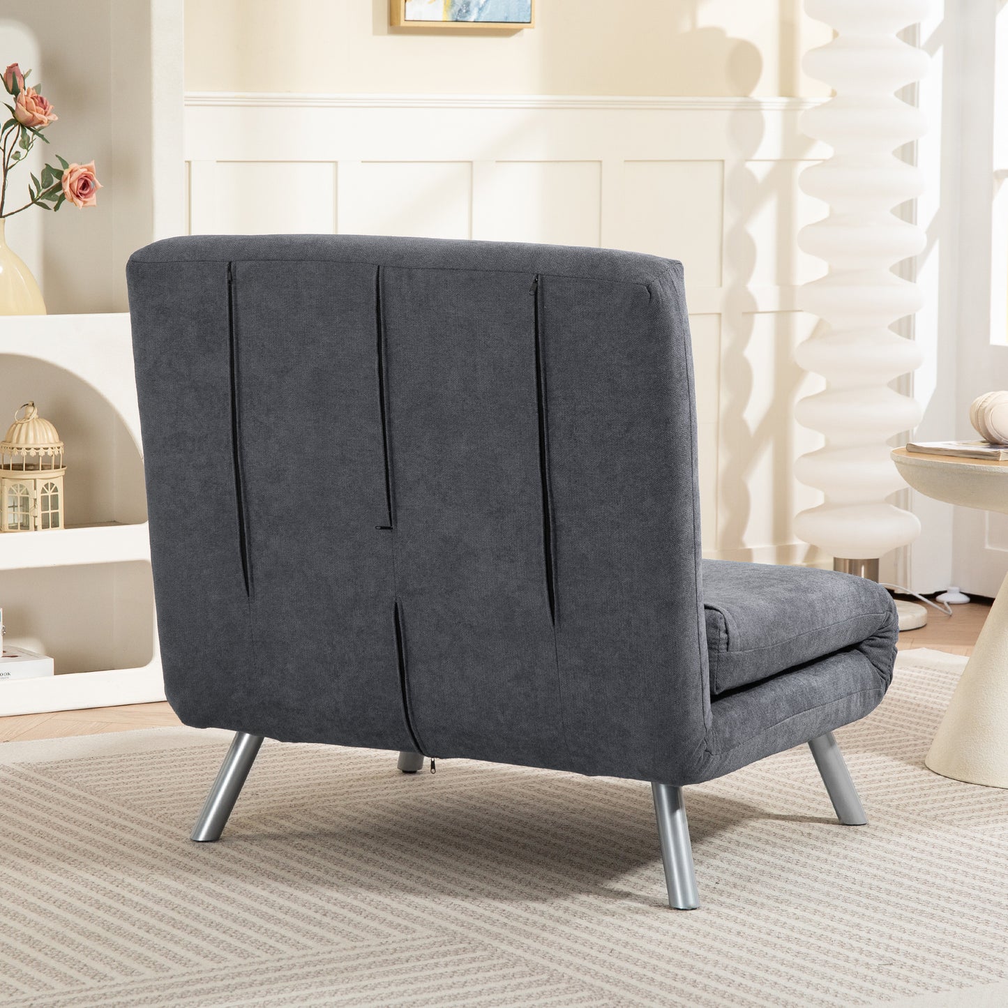 HOMCOM Polstersessel mit Bettfunktion، 3-in-1 Design، Schlafsessel، Gästebett، Stoffbezug، mit Kissen، Dunkelgrau