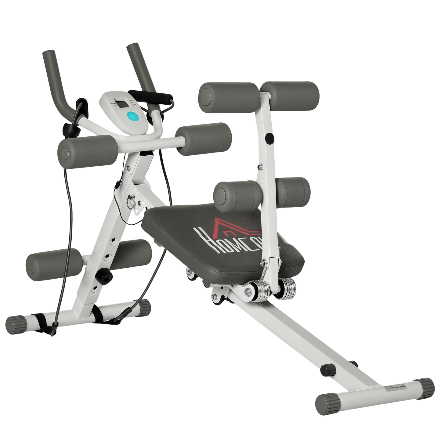HOMCOM 2-in-1 Trainingsgerät für Sit-ups, mit LCD-Monitor, Fitness-Gerät für Zuhause, Stahl, Kunstleder