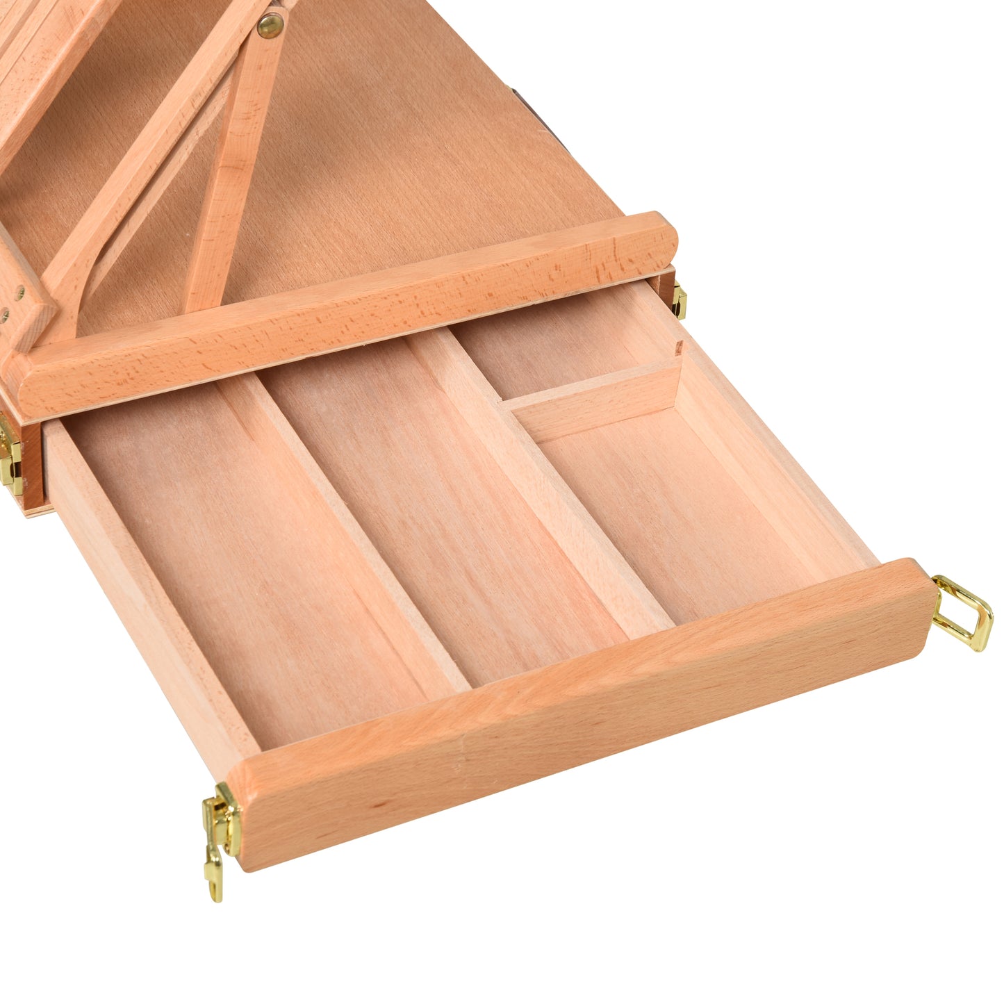 Vinsetto Staffelei Keilrahmen Kofferstaffelei Atelierstaffelei Winkelverstellbar Faltbar mit Schublade Buchenholz Natur 42 x 36 x 12,5 cm