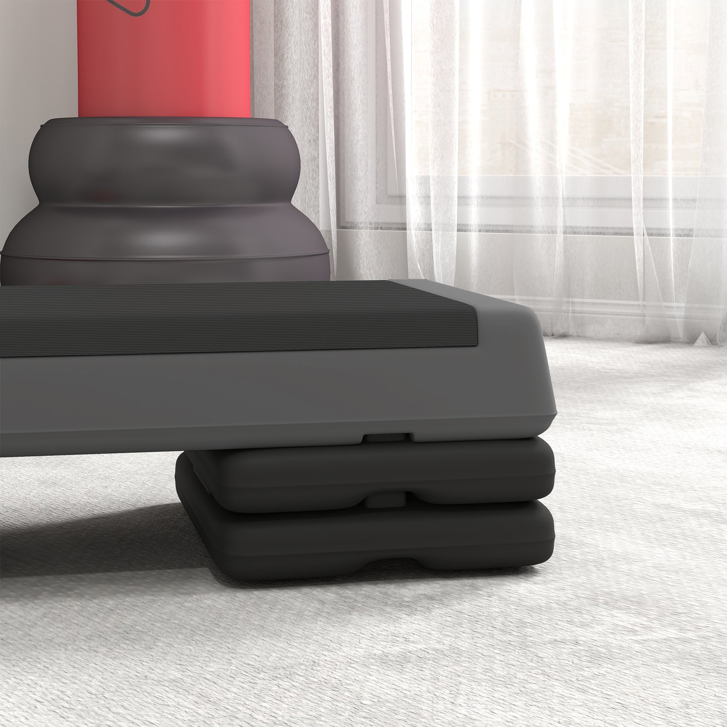 SPORTNOW Höhenverstellbarer Fitness-Stepper, rutschfest, für Zuhause, das Fitnessstudio oder das Büro geeignet, Kunststoff, Grau