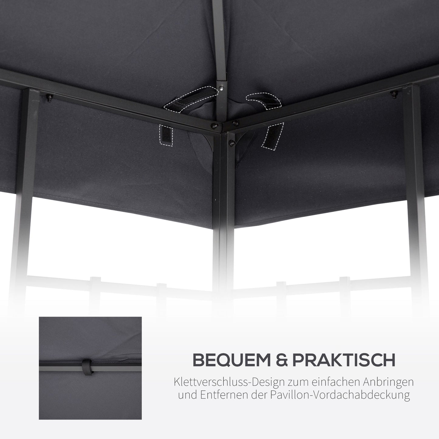 Outsunny Ersatzdach für Pavillon 3x3m wasserabweisend Pavillondach für Metallpavillon Pavillon Ersatzdach Gartenpavillon Partyzelt Gartenzelt Polyester Dunkelgrau