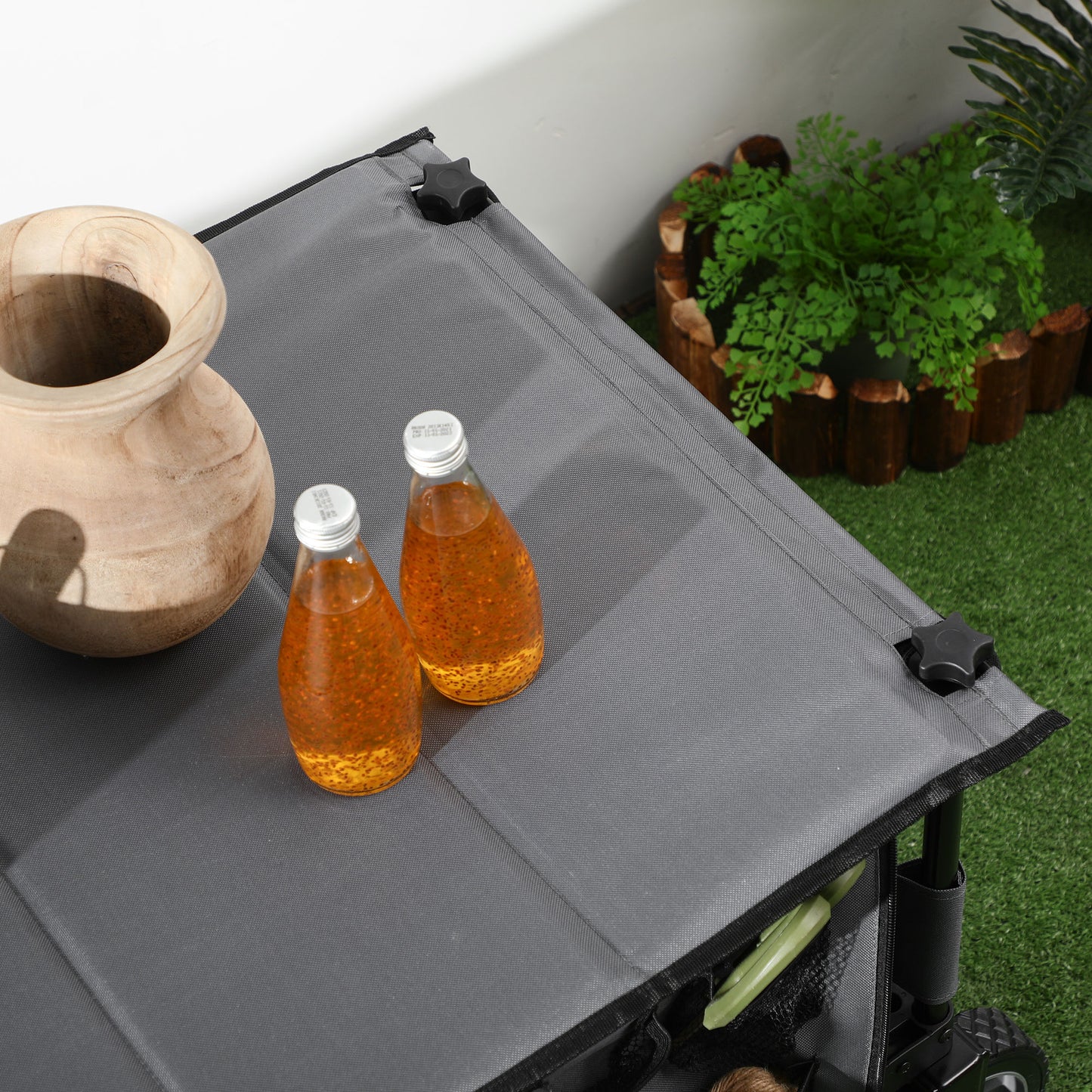 Outsunny Bollerwagen, klappbar, 5 Seitentaschen, verstellbarer Griff, bis 120 kg, Stahl, dunkelgrau, 100 x 55 x 93 cm