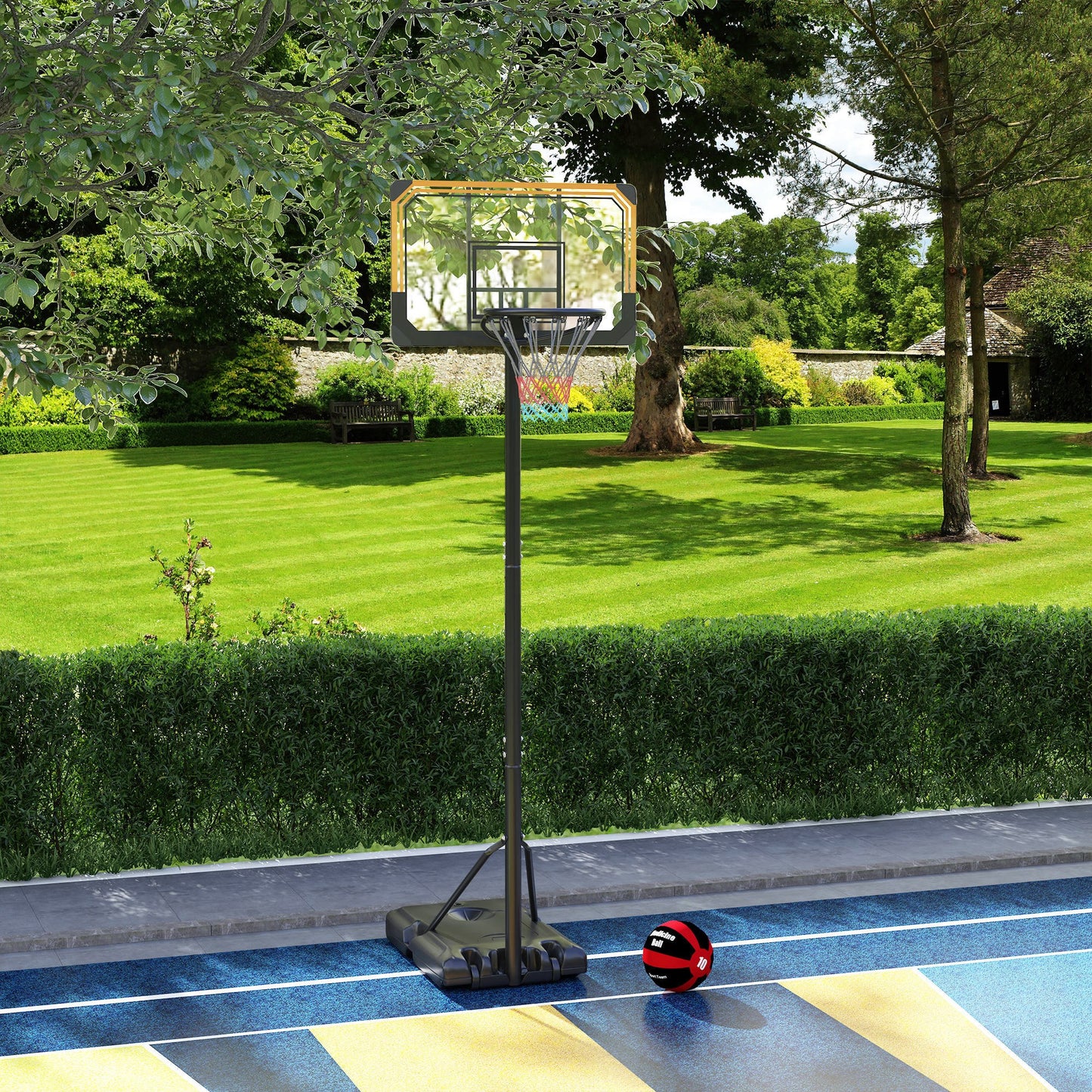 SPORTNOW Basketballständer, höhenverstellbar, 182-213 cm Korbhöhe, wetterfest, mit Rollen, Metallrahmen