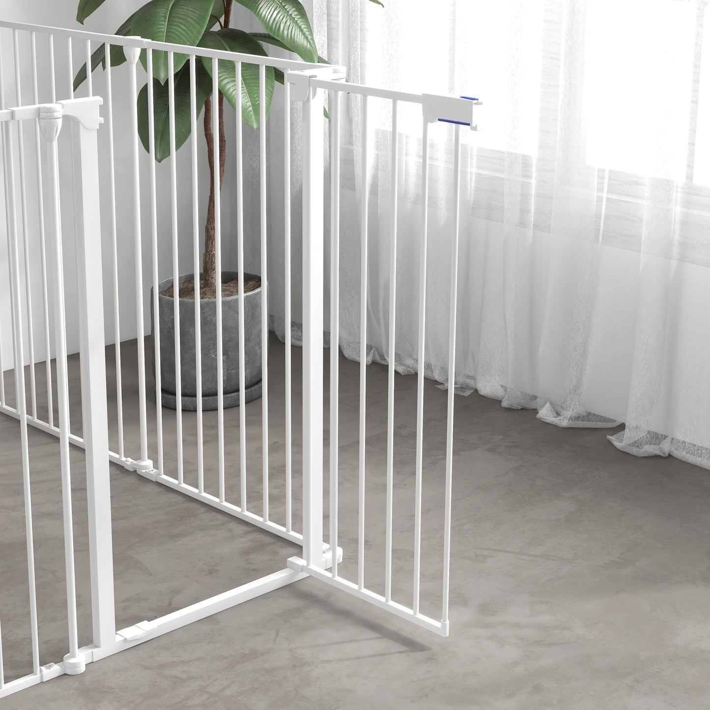 PawHut Welpenauslauf, modulares Design, klappbar, Stahlrahmen, für Innen, weiß, 90 x 123 x 102cm