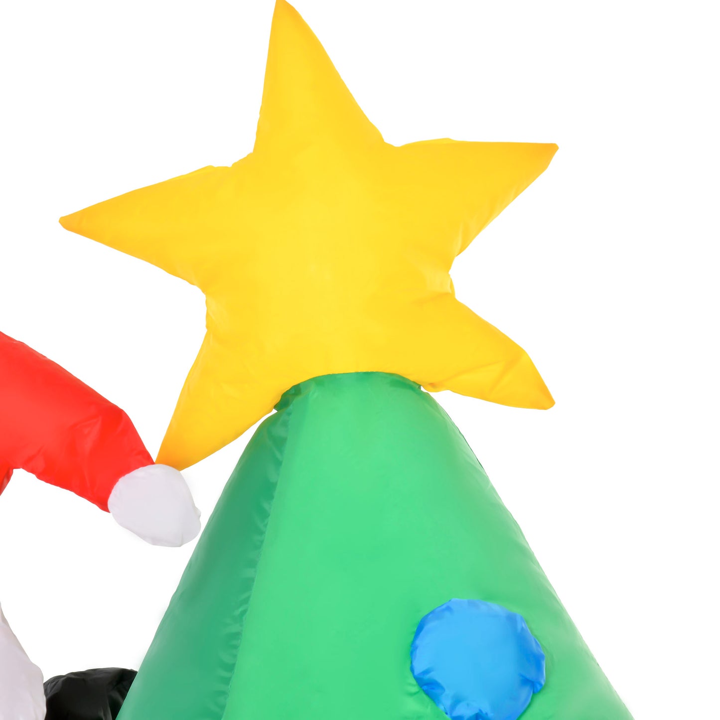 HOMCOM Aufblasbarer Weihnachtsbaum, Weihnachtsdekoration, 1,8 m, inkl. Gebläse, 123 cm x 85 cm x 180 cm, Grün + Rot