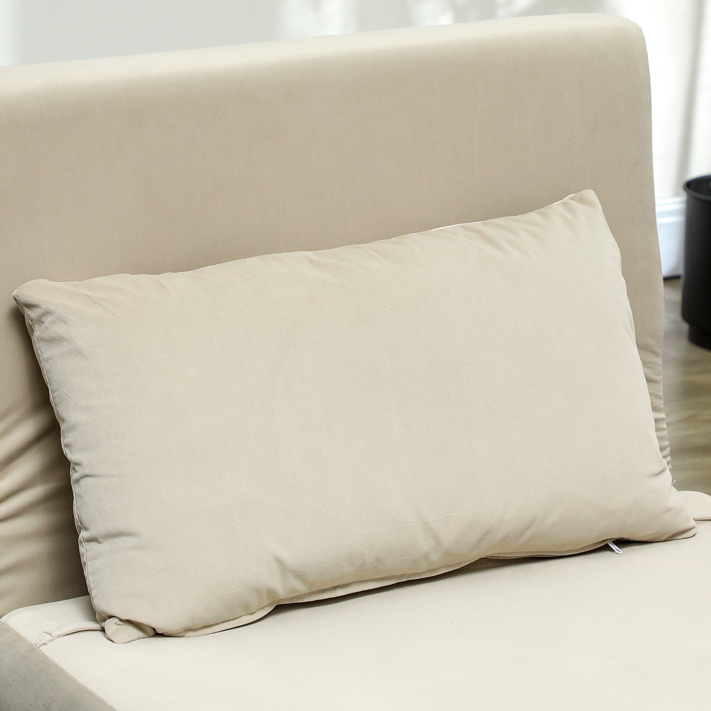HOMCOM Klappsessel mit Bettfunktion, Klappbarer Relaxsessel in Samtoptik, Verstellbare Lehne, bis 120 kg belastbar, Beige