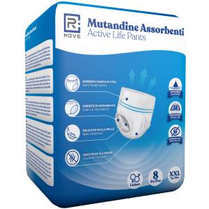 1 Conf. da 8 pz XXL Mutandine Assorbenti ActiveLife Adulto RMOVE