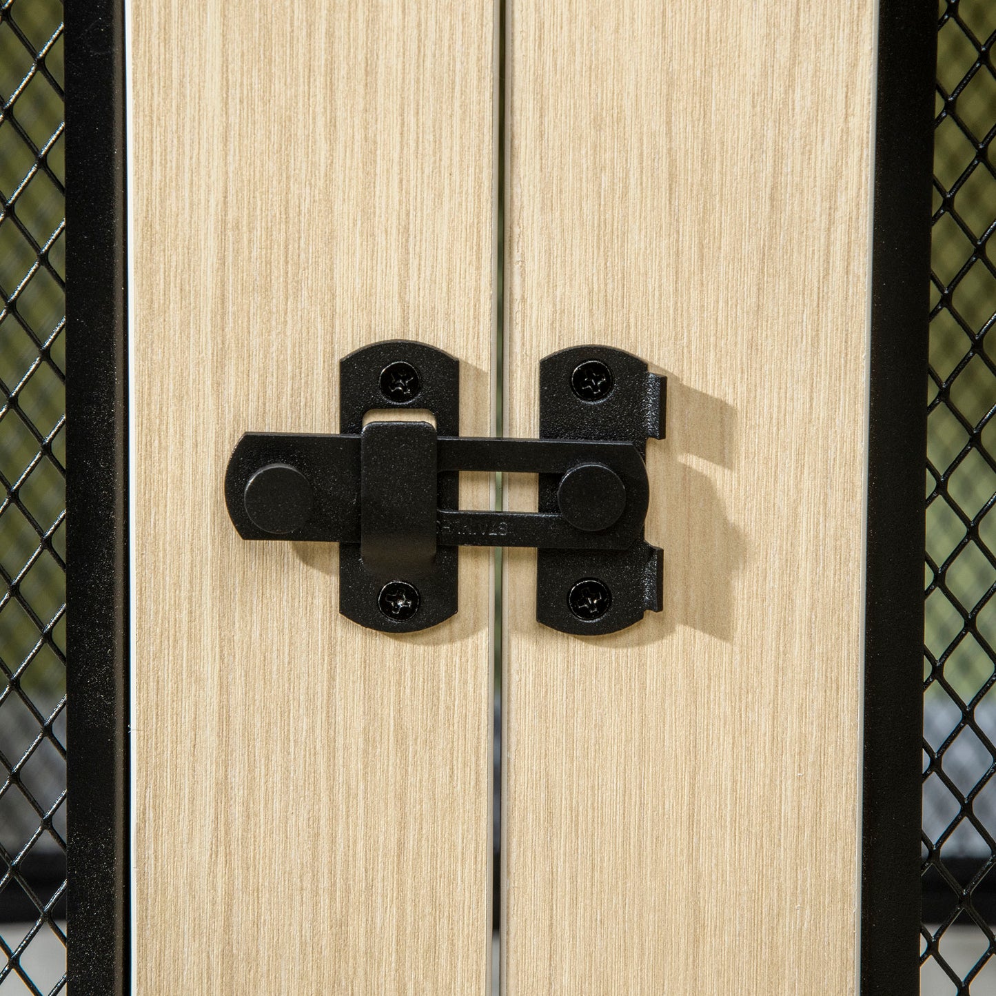 PawHut Hundebox Hundekäfig, Modernes Design, verriegelbar, 2 Türen, 94 cm x 60 cm x 71,5 cm, Natur + Schwarz