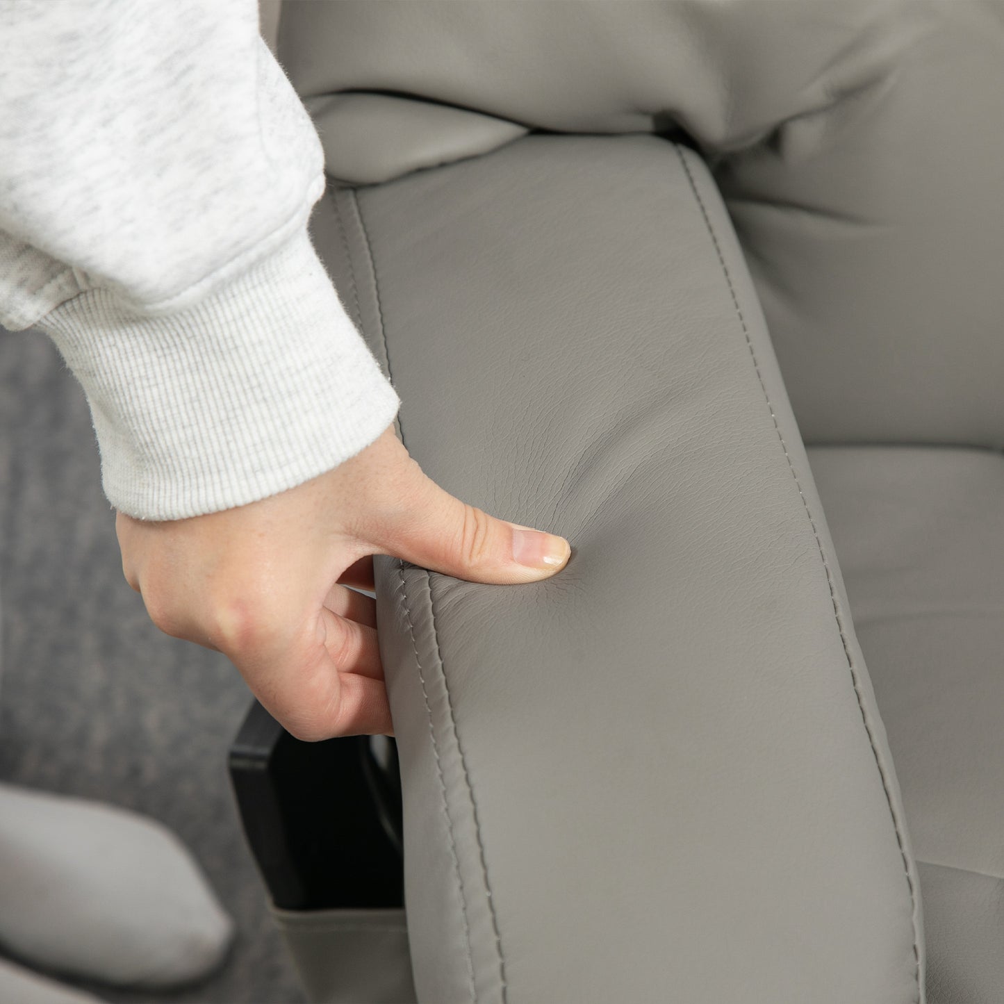 HOMCOM Relaxsessel Massagefunktion Fernsehsessel mit Seitentasche, Kunstleder, Grau