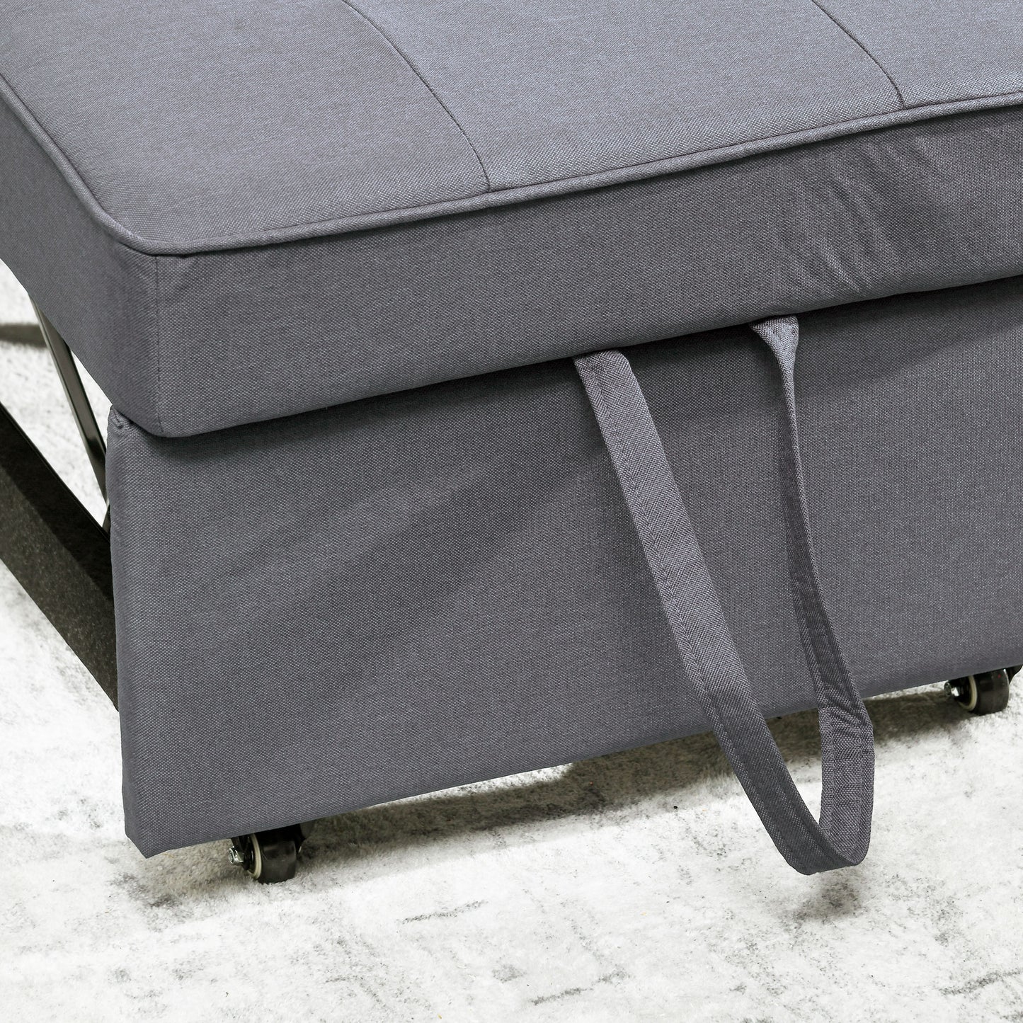 HOMCOM Schlafsessel, 2-Sitzer-Sessel mit Bettfunktion, klappbarer Polstersessel mit 2 Kissen, Bezug in Leinenoptik, Dunkelgrau