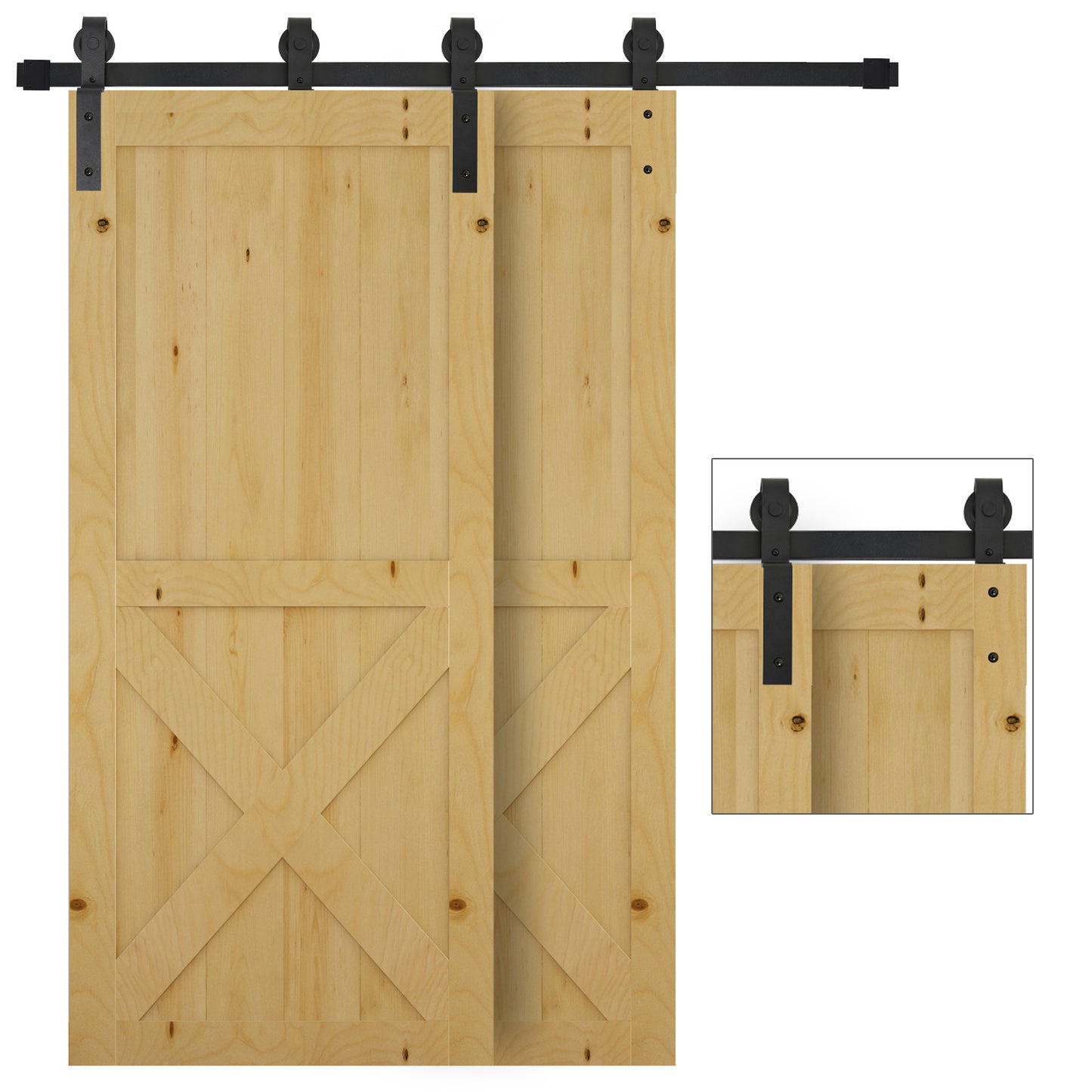 HOMCOM 200 cm Schiebetür Komplettset Schiebetürbeschlag, Schiebetür Laufschiene, Schiebetürsystem für Holzschiebetür