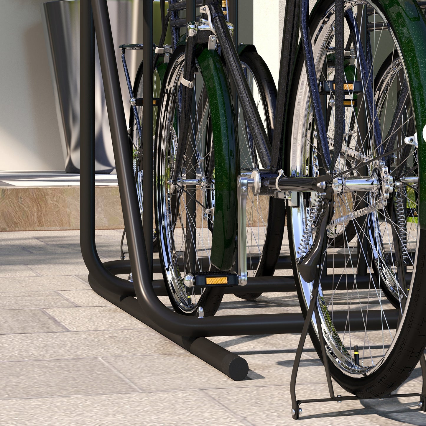 DURHAND Fahrradständer für 4 Fahrräder، wetterbeständig، zusätzliche Halterung، 102 × 92 × 130 سم، أسود
