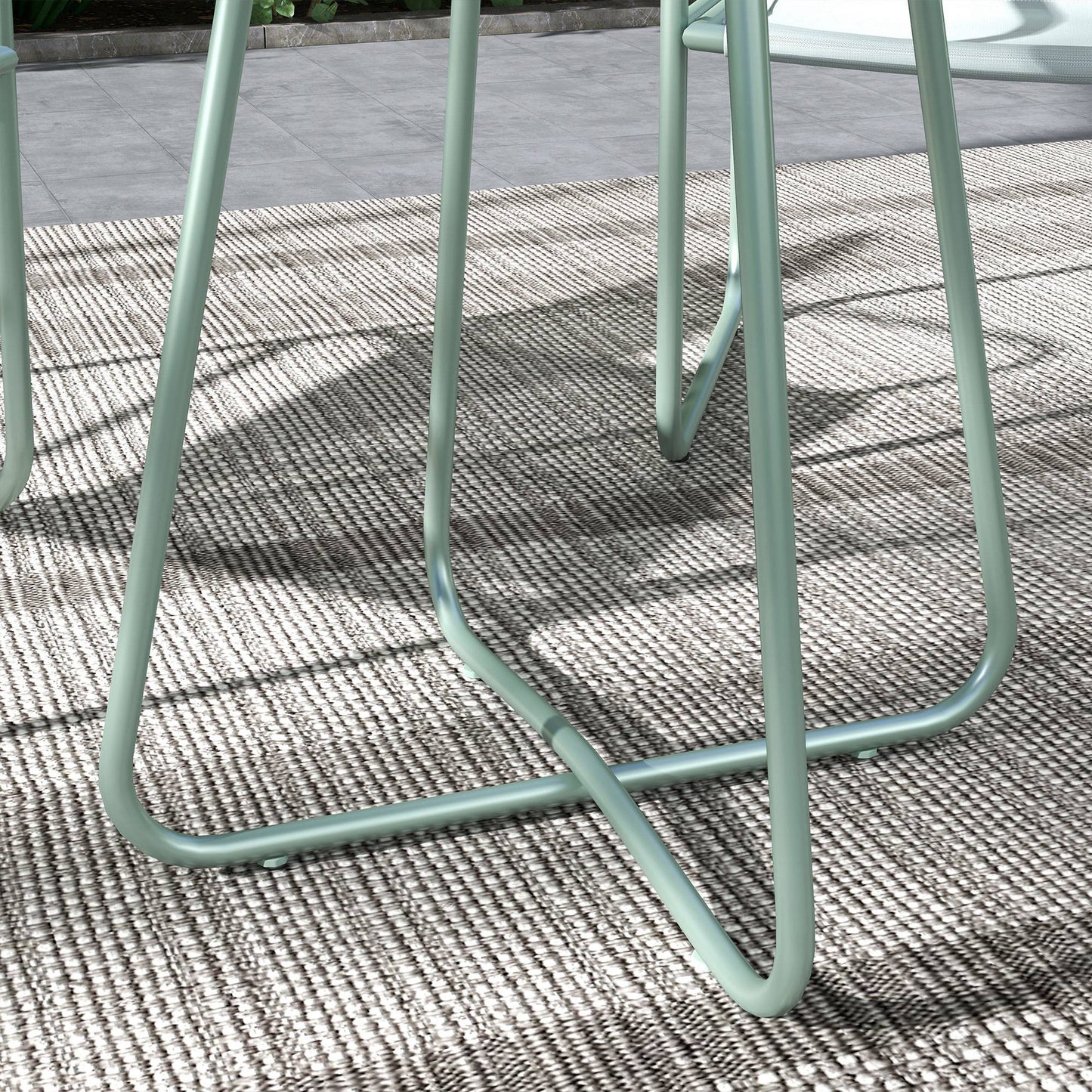 Outsunny 3-teiliges Gartenmöbelset، 2 Stühle mit atmungsaktivem Stoffbezug، 1 عداء Tisch Ø60 سم، Grün