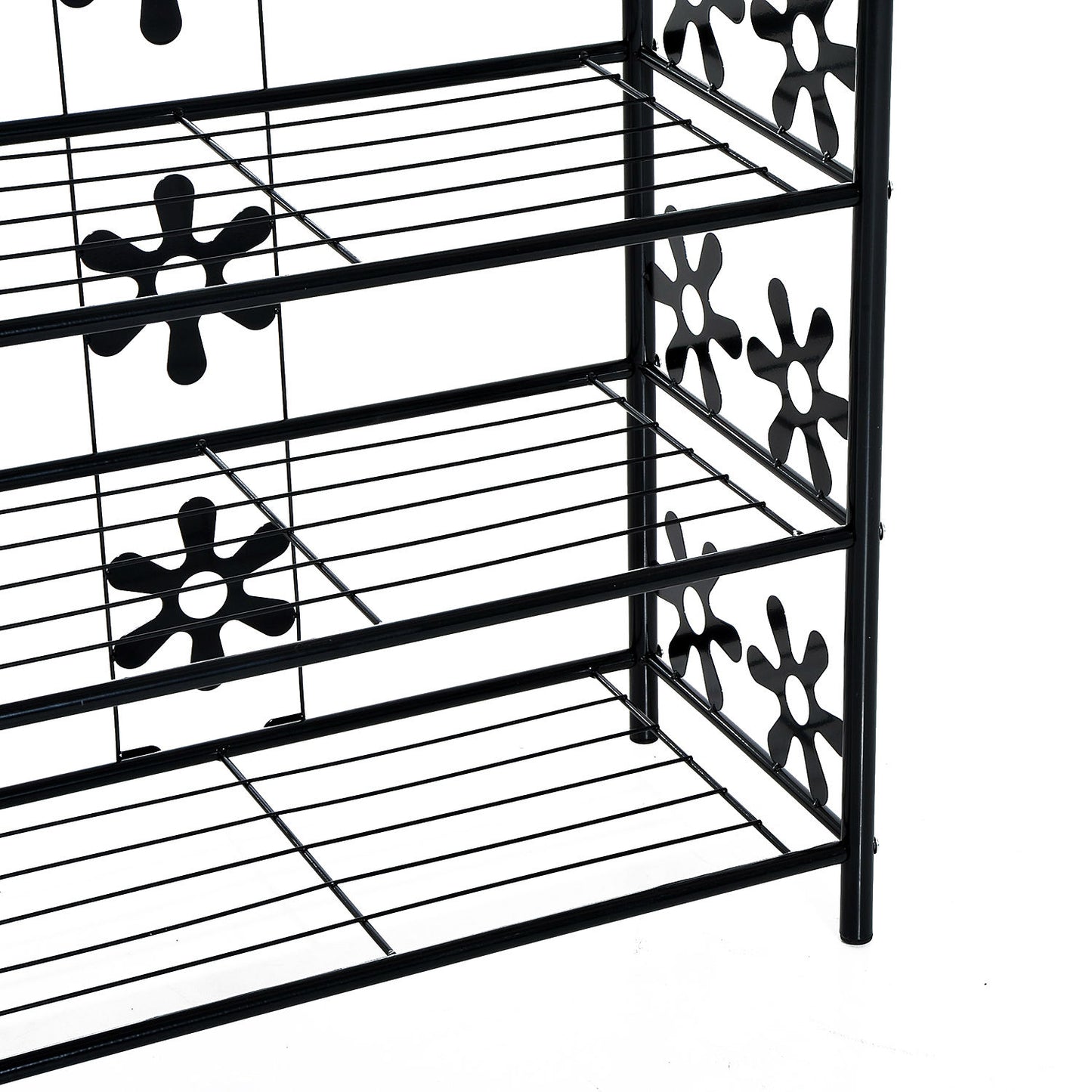 HOMCOM kleines Schuhregal Platzsparend Blumenregal Pflanzentreppe Standregal Ständer 4 Etagen Metall Schwarz 59,5 x 30 x 92 cm