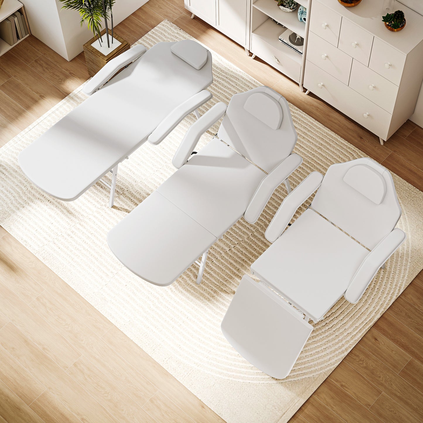 HOMCOM Tragbarer Massagetisch, Klappbare Massageliege mit Kunstleder-Bezug, Schaumstoff-Polsterung, Stahlrahmen, Weiß