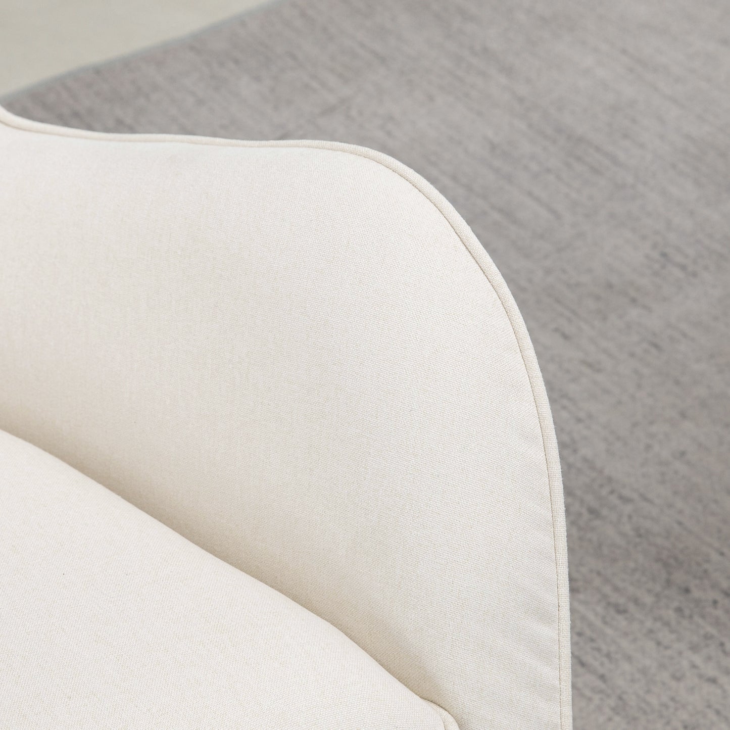 HOMCOM Schaukelstuhl im Skandi-Design Relaxsessel, Knopfheftung, 69 cm x 90 cm x 100 cm, Creme + Natur + Schwarz