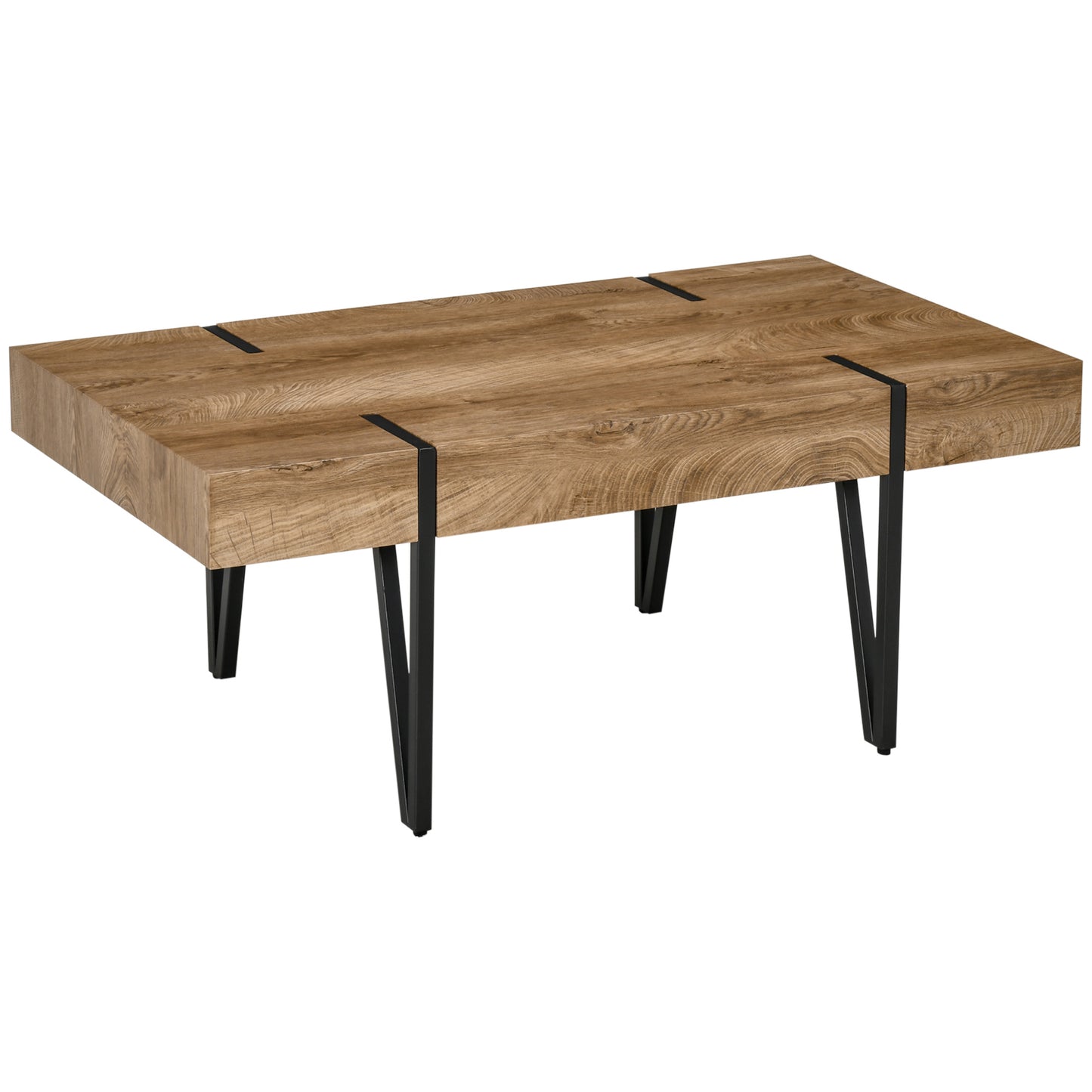 HOMCOM Couchtisch im Industriedesign 105 cm x 60 cm x 42 cm Schwarz + Braun