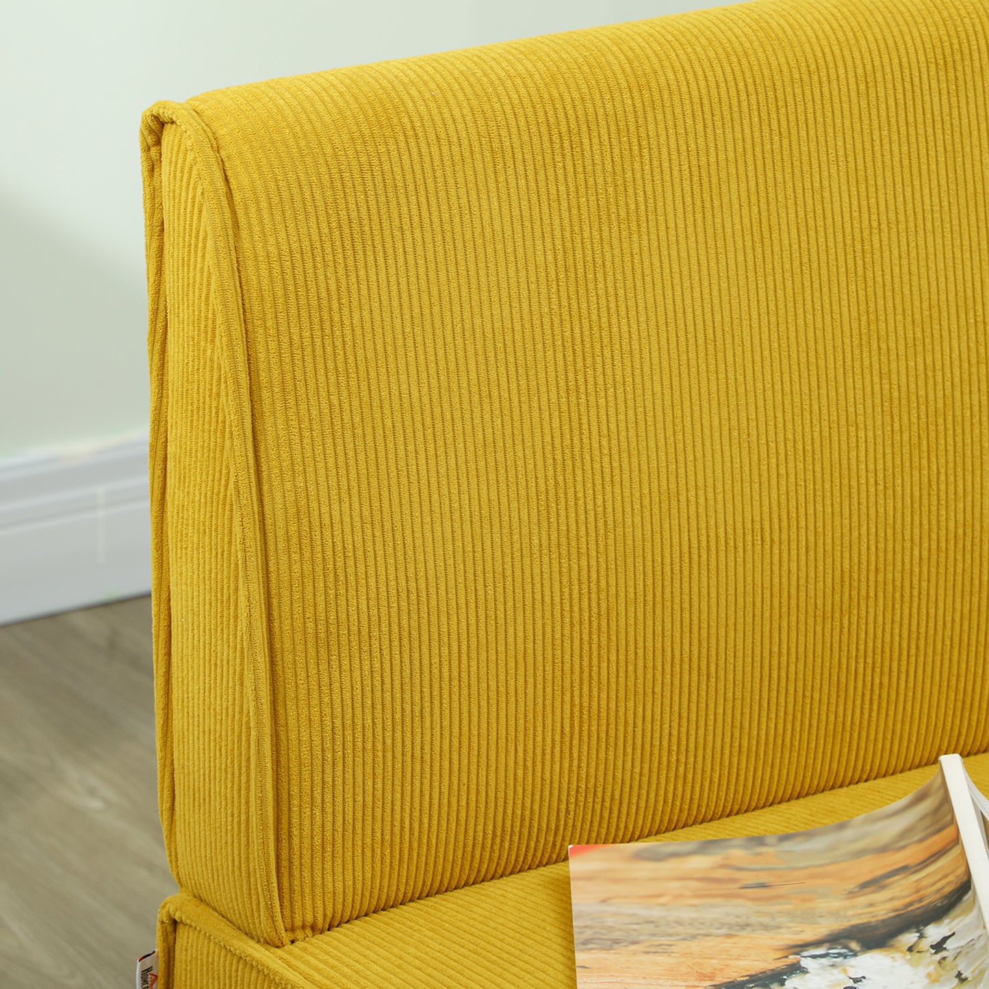 HOMCOM Zweisitzer-Sofa mit Cord-Bezug, dicker Polsterung und soliden Holzbeinen für Wohnzimmer, Schlafzimmer, Büro, Gelb