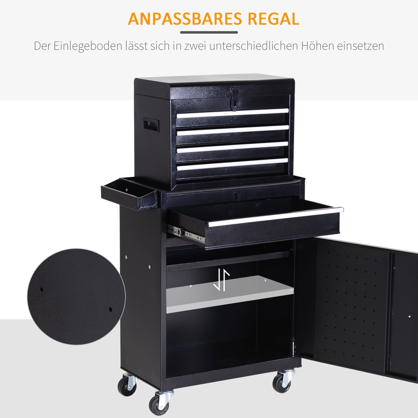 DURHAND Werkstattwagen Werkzeugschrank Werkzeugkasten mit 5 Schubladen 360°-Rollen Metall 60 x 28 x 104,5 سم