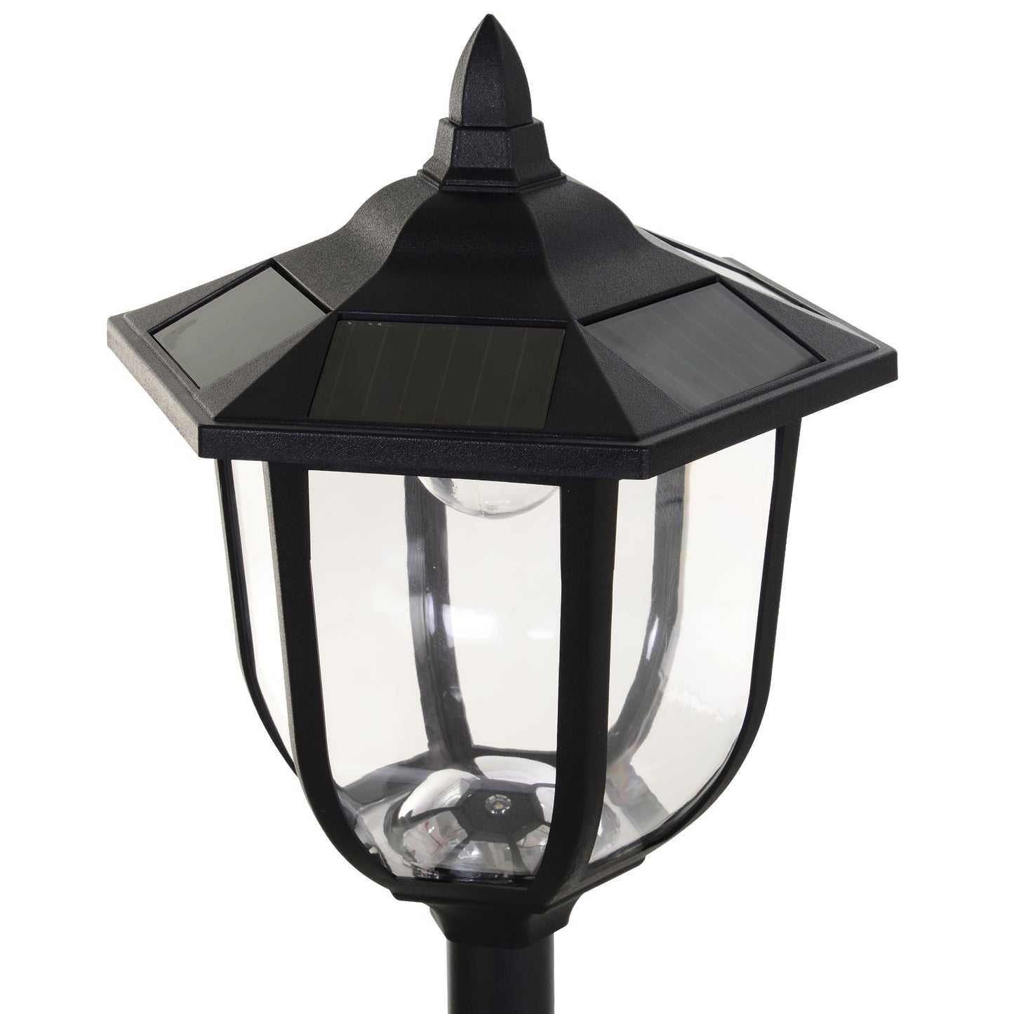 Outsunny Solar LED Gartenlaterne, Laterne aus Kunststoff, Außenleuchte für Innen und Außen 177 cm hoch, Gartenleuchte, 30/60 Lumen, für Garten Balkon Deko Schwarz
