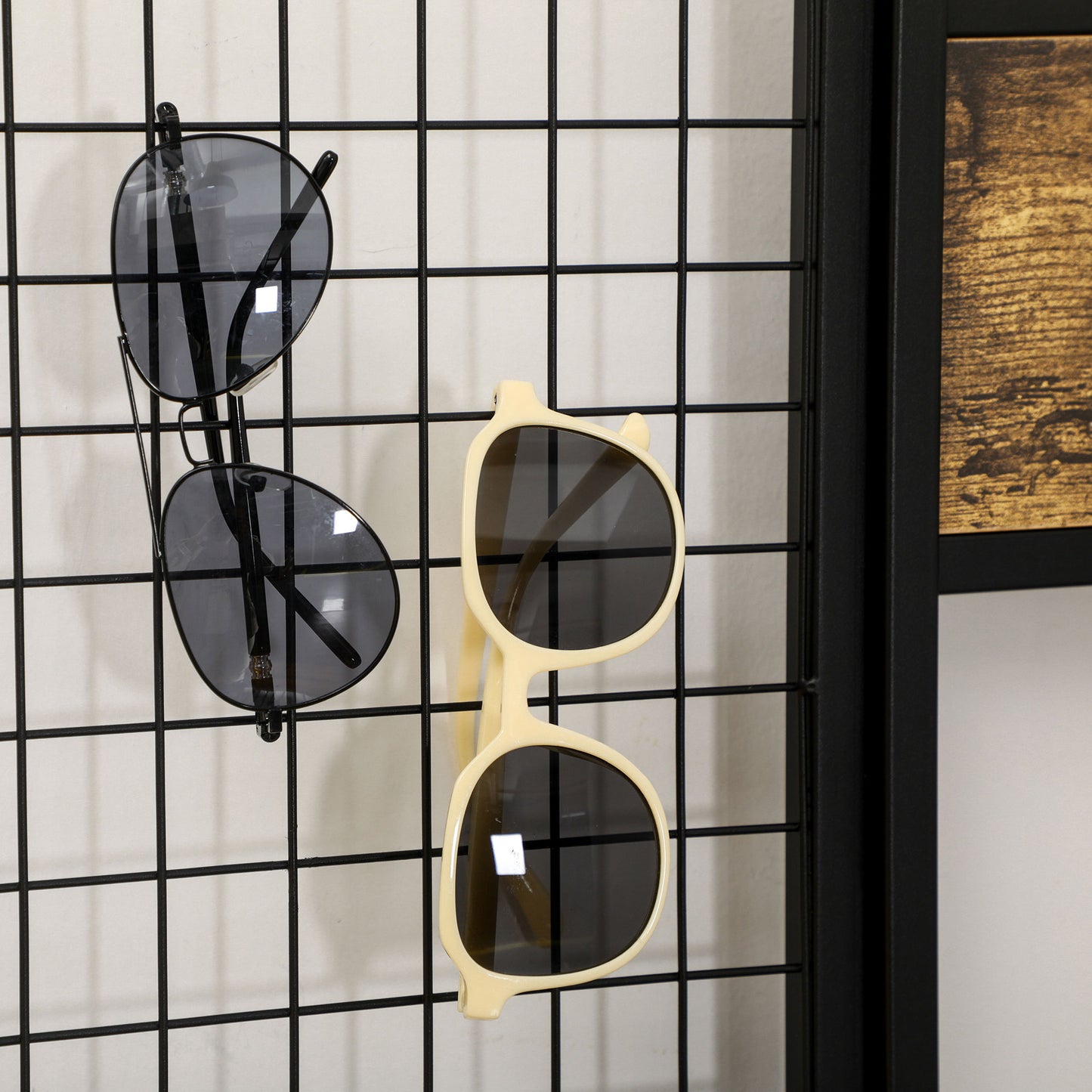 HOMCOM Garderobe im Industriedesign، 1 Memoboard، 1 Schuhbank، 8 Kleiderhaken، 1 Aufbewahrungstasche، Schwarz + Braun