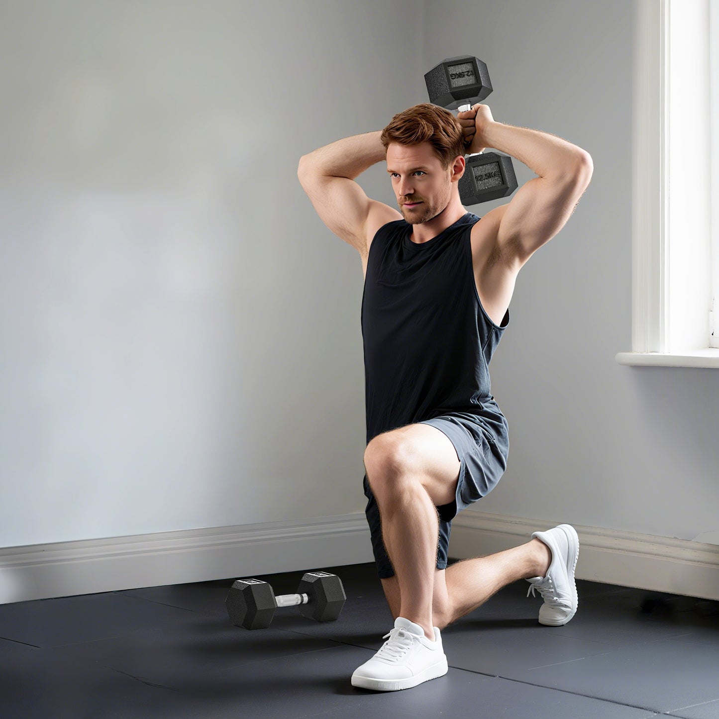 HOMCOM Hanteln mit gerändeltem Griff, Kurzhantel aus Gusseisen, 2 x 12,5 kg für Zuhause, Fitnessstudio, Krafttraining