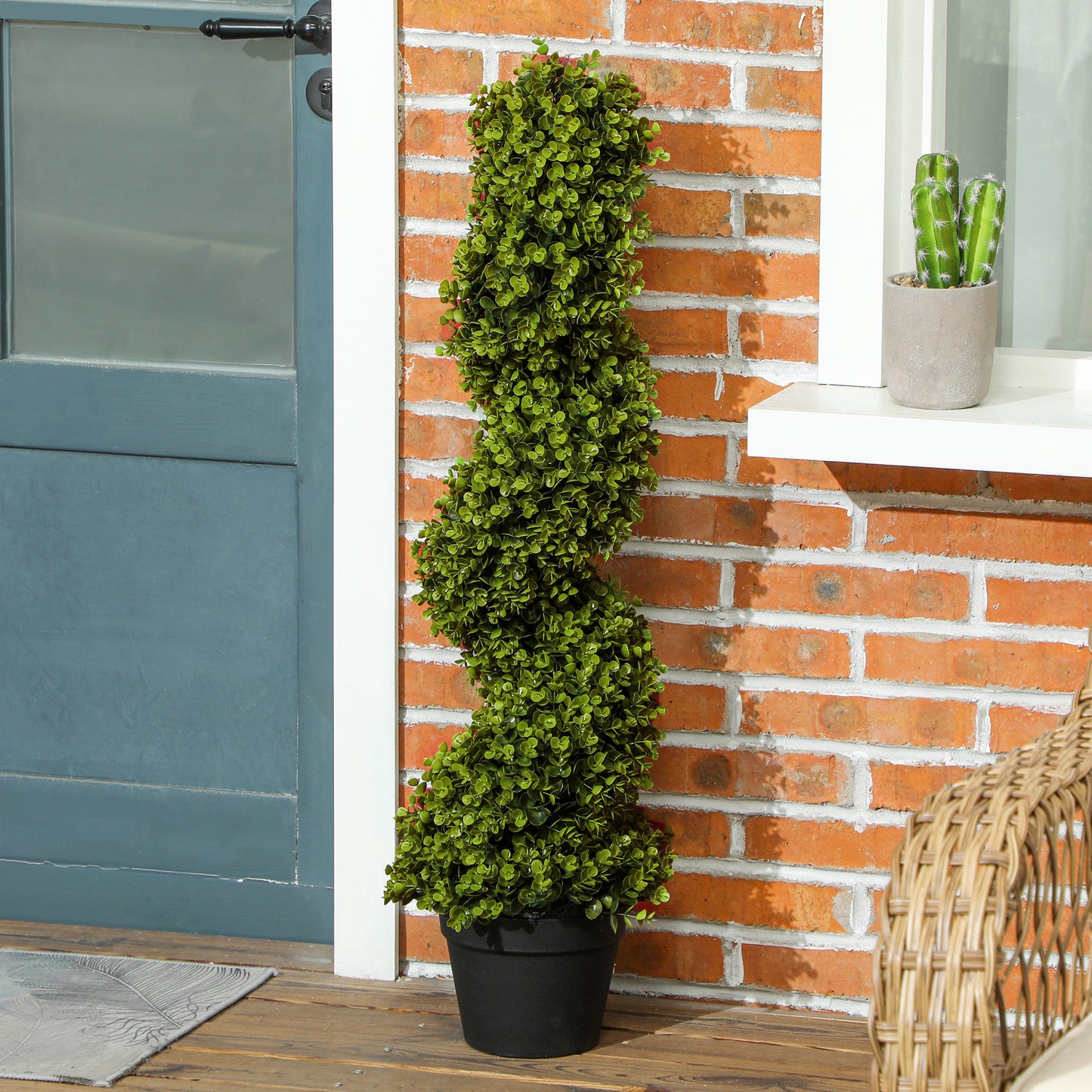 HOMCOM 2er-Set Dekorated Pflanze، Kunstpflanzen in Töpfen، Künstliche Pflanzen für Zuhause، داخلي، خارجي، 90 سم، أخضر