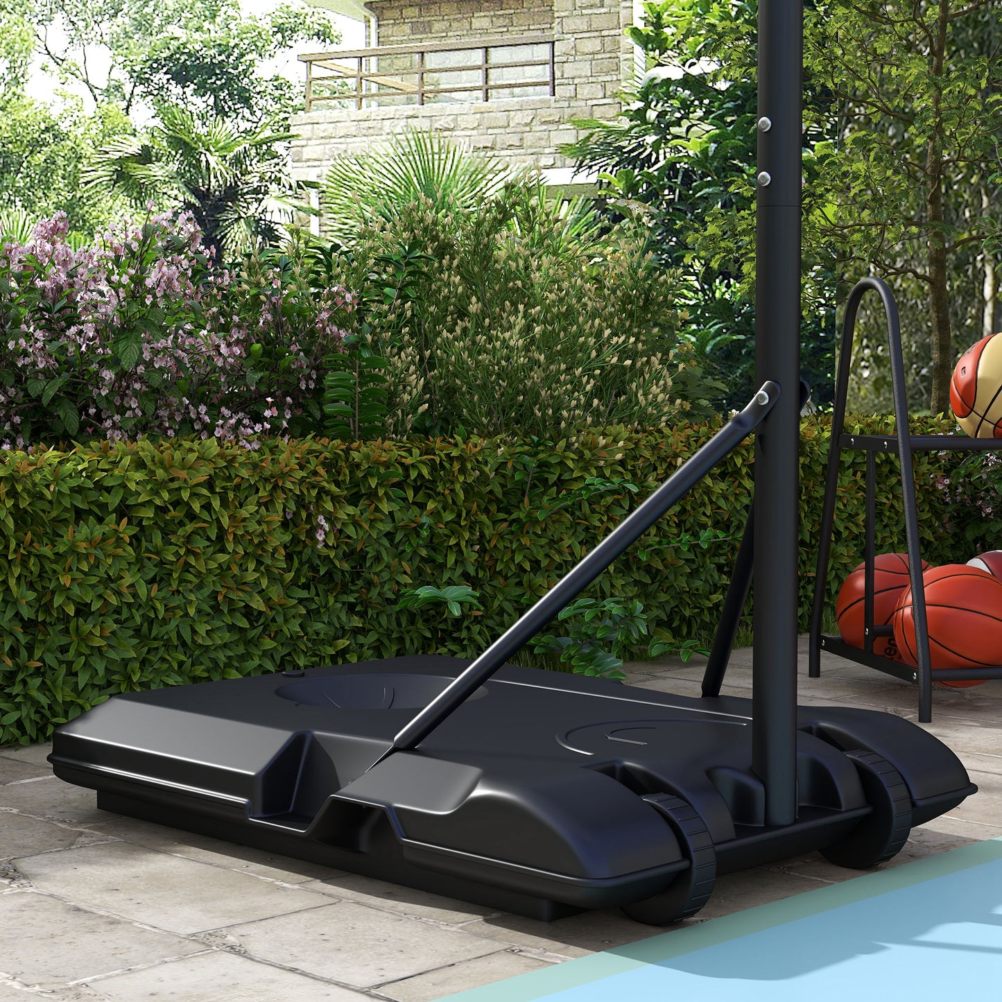 SPORTNOW Höhenverstellbarer Basketballkorb, freistehend, mit Netz und Rädern, große Basis, 179-209 cm, Kunststoff, Stahl