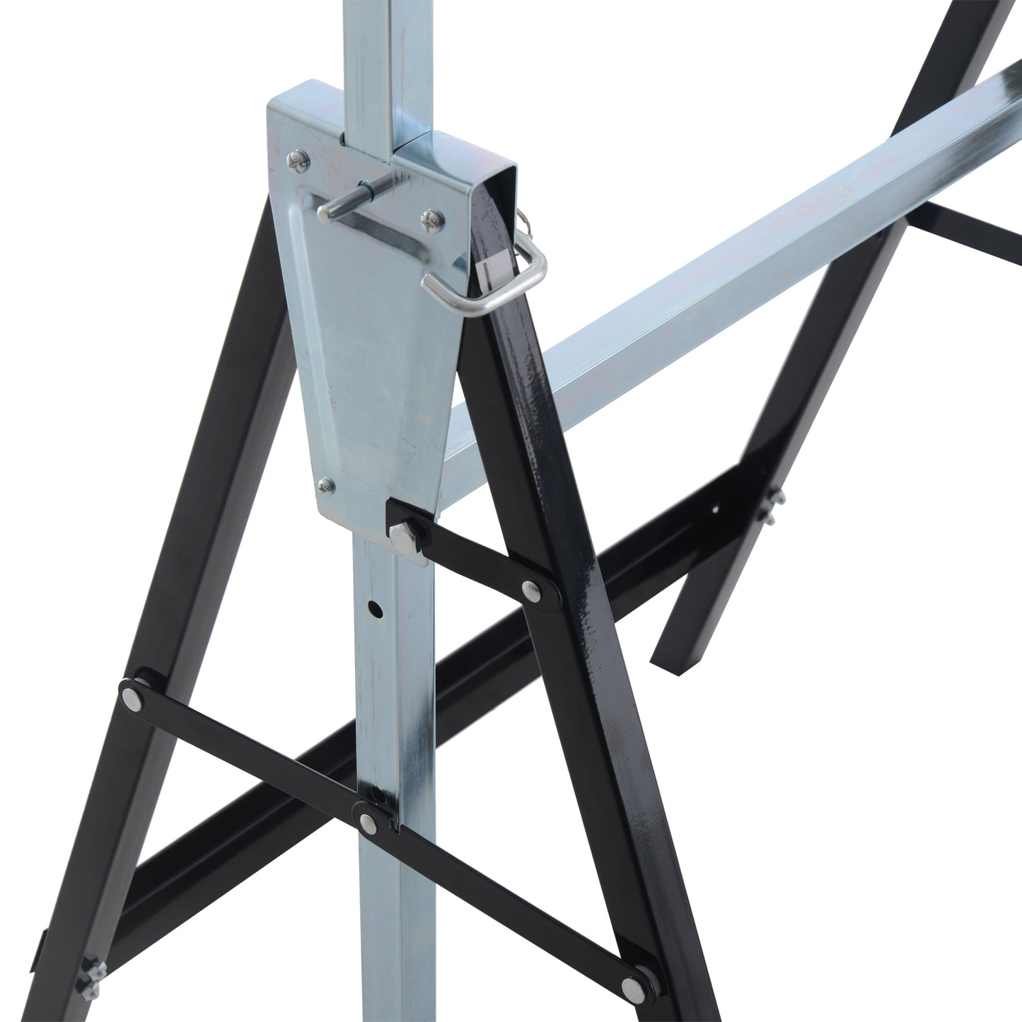 HOMCOM 2 x Gerüstbock Unterstellbock Klappbock höhenverstellbar bis 200kg Stahl Schwarz 68 x 58 x 80-130 cm