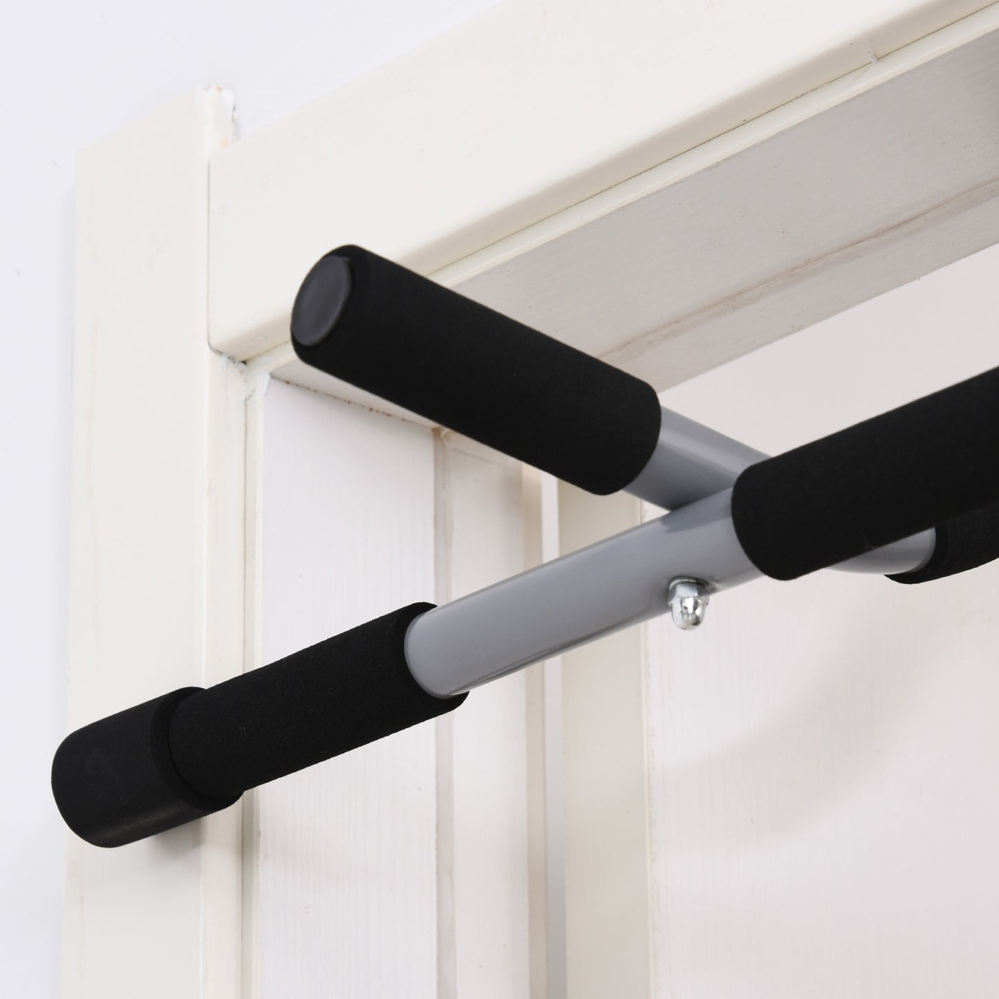 HOMCOM Klimmzugstange، التدريبات-Halterung، Multifunktions-Türreck، Stahl، Schaumstoff، 92 x 40 x 17 cm، Schwarz+Grau
