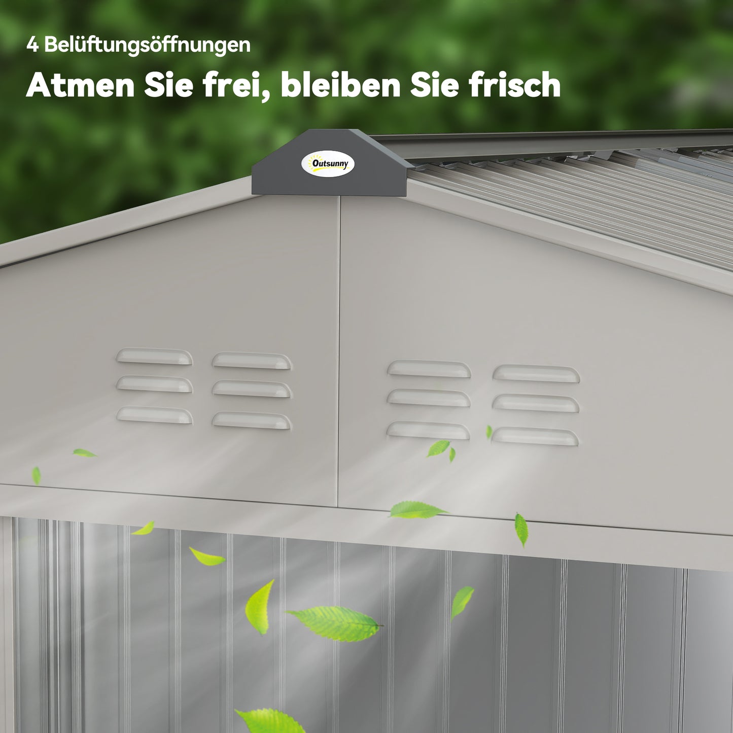 Outsunny Geräteschuppen aus Metall mit Schiebetüren und Belüftungsfenstern، 277 × 195 × 192 سم، غراو