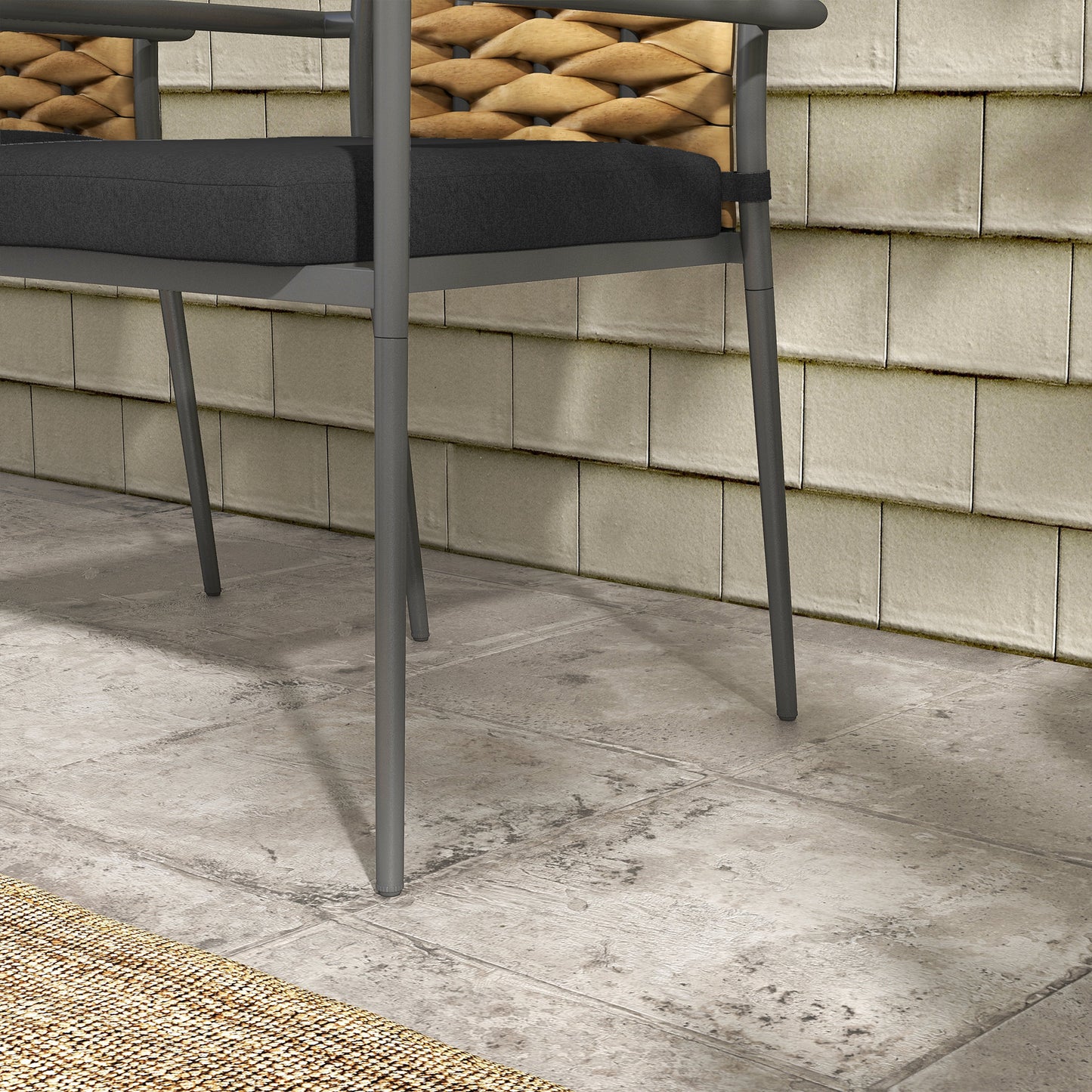 Outsunny Gartenstühle Outdoor-Stühle Terrassenstühle, wetterbeständig, modern design, 57 x 58 x 87cm, Braun+Schwarz+Grau