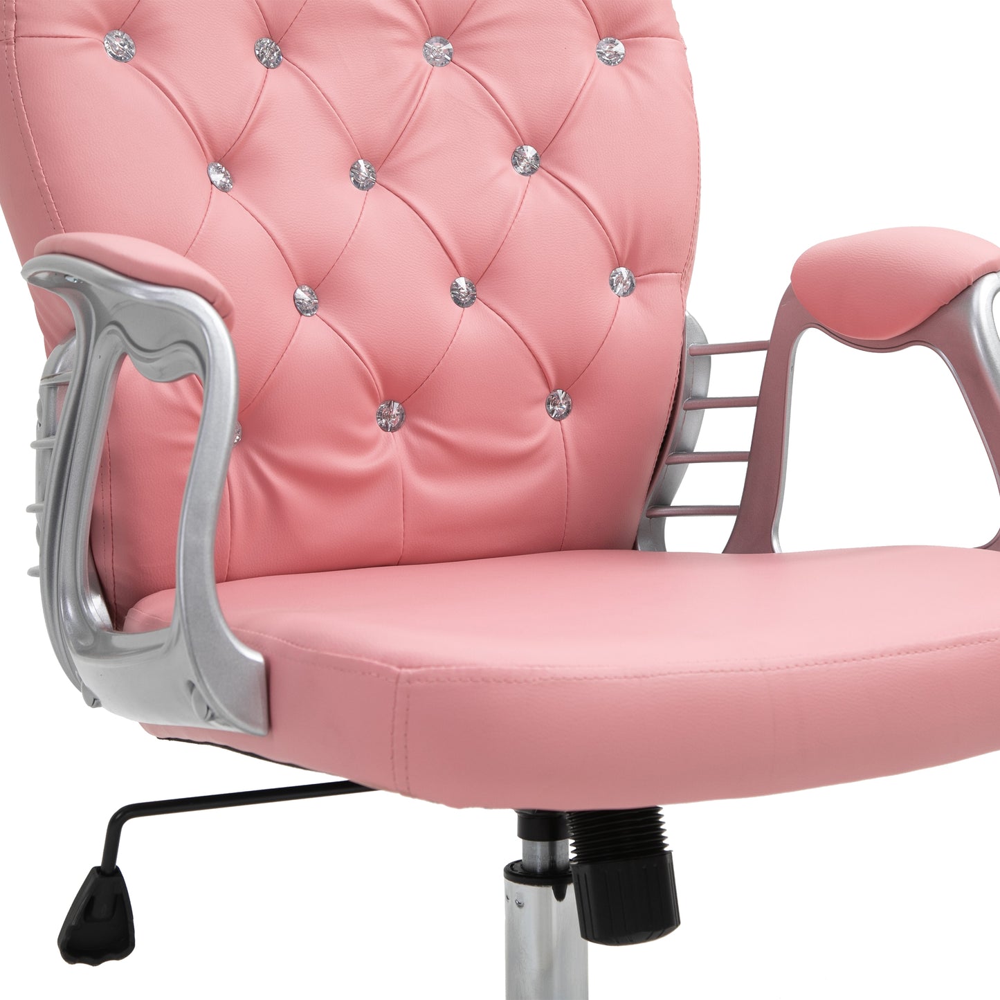 Vinsetto Bürostuhl, Ergonomisch Schreibtischstuhl mit Armlehne, Gepolsterter Rückenlehne, Höhenverstellbar Computerstuhl mit Kunstlederoptik, Drehstuhl für Home Office, Rosa