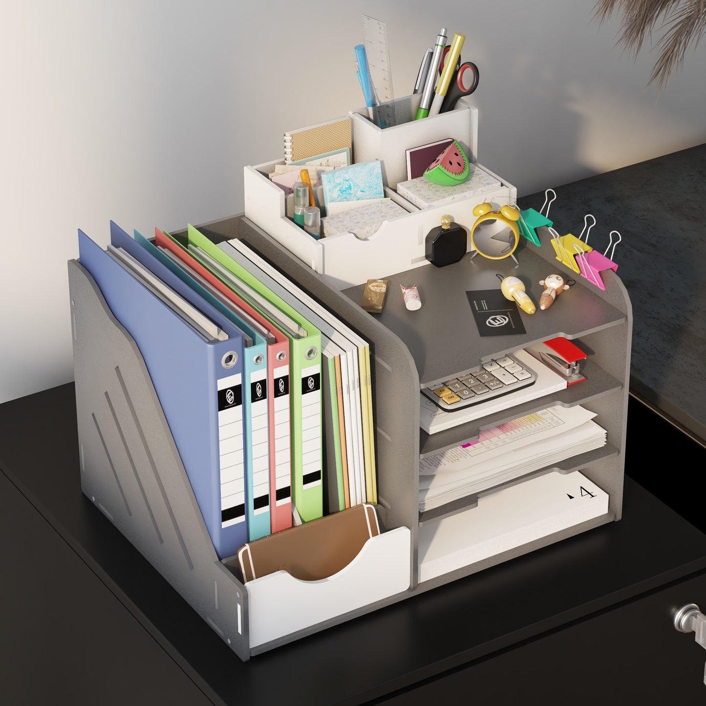 Vinsetto Rollcontainer Aktenschrank, 2 Schubladen, abschließbar, rollbar, 37 cm x 43,5 cm x 67,5 cm, Schwarz