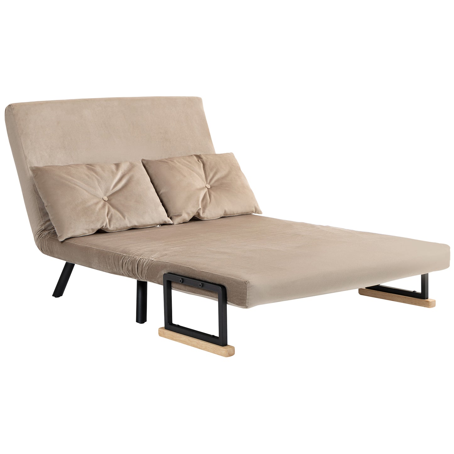 HOMCOM Schlafsessel, Gästebett, Holz-Armlehnen, metallrahmen, bis 120 kg, 102x73x81cm, Hellbraun