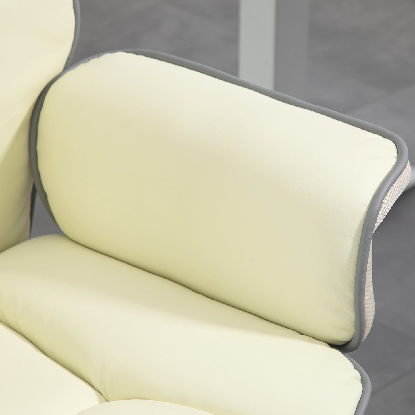 Vinsetto Ergonomischer Bürostuhl، gepolstert إضافي، Liegefunktion، Kunstleder، 76x80x118-124 سم، كريم