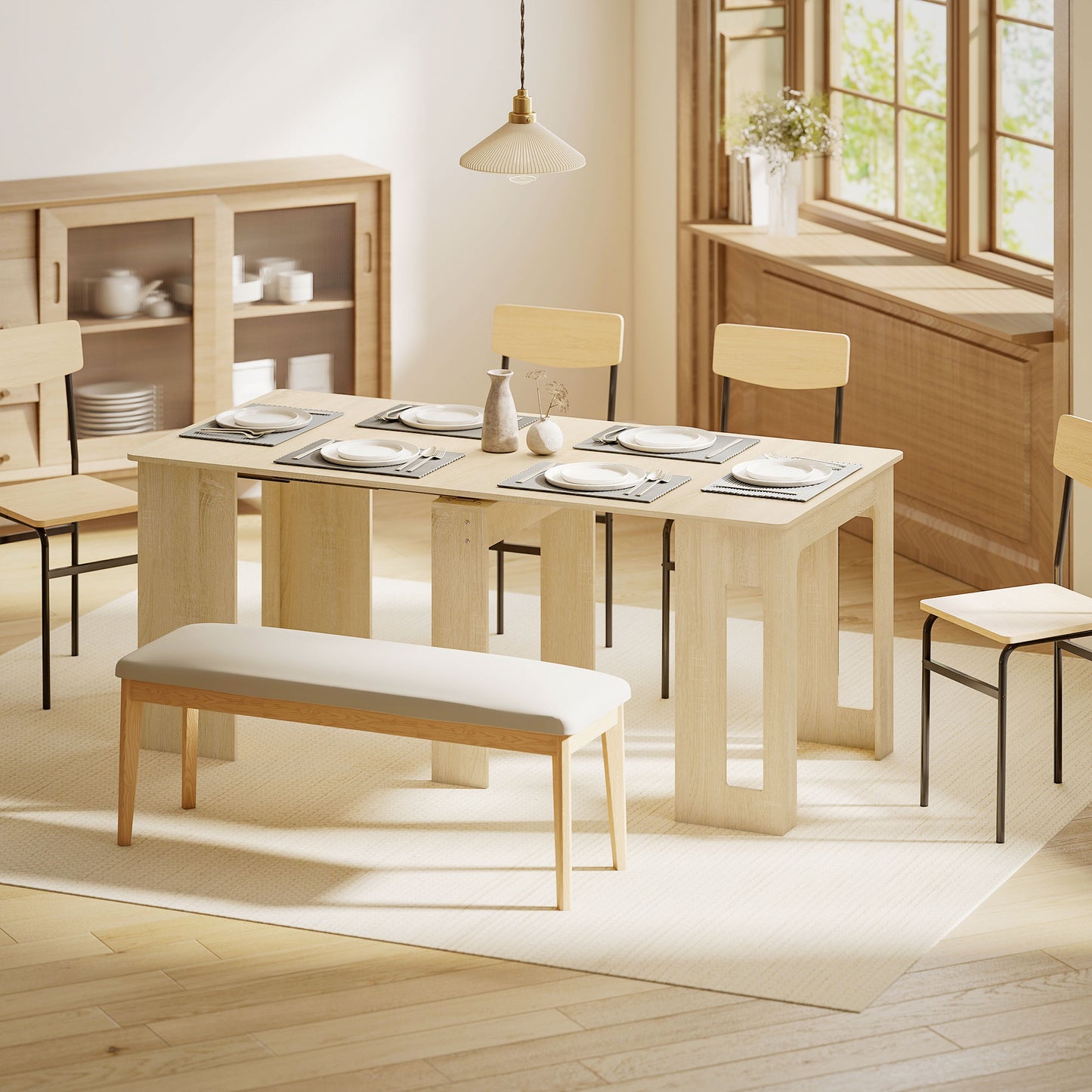 HOMCOM Esstisch, Klapptisch, ausziehbarer Küchentisch, Esszimmertisch, Spanplatten, 60-180 x 85 x 75 cm, Natur