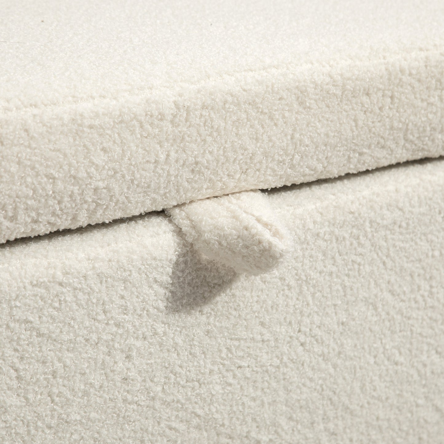 HOMCOM Aufbewahrungs-Hocker, Sitzhocker mit Deckel und Stauraum, Stahlbeine, Polsterhocker mit Fleece-Bezug, Cremeweiß