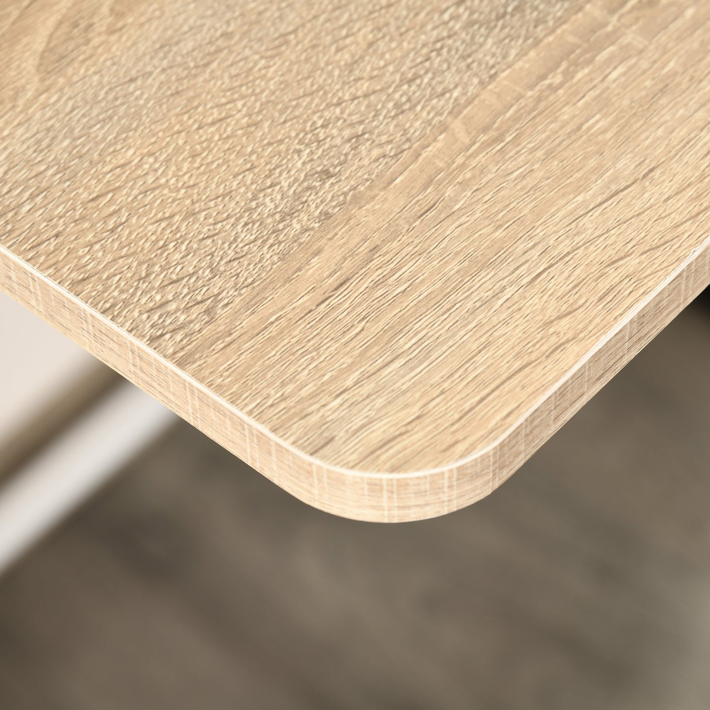 HOMCOM Schreibtisch, Computertisch mit Ablage und Kabel Management, moderner Schreibtisch mit Metallgestell für Arbeitszimmer, Schlafzimmer, Home Office, 84 x 45 x 85 cm, Weiß+Eiche