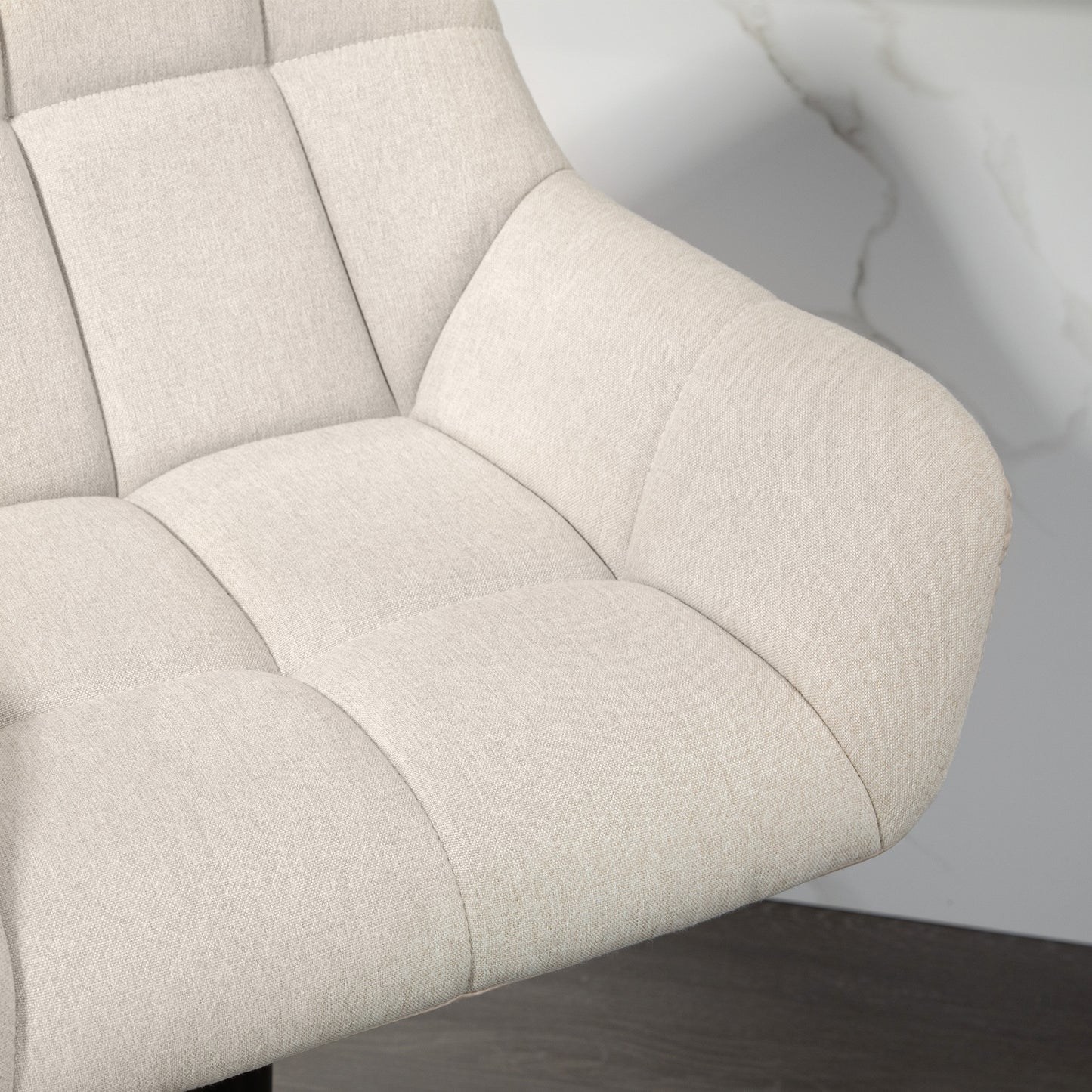 HOMCOM Barhocker 2er-Set بتصميم ريترو höhenverstellbar Kunstleder Leinenoptik Creme + Schwarz