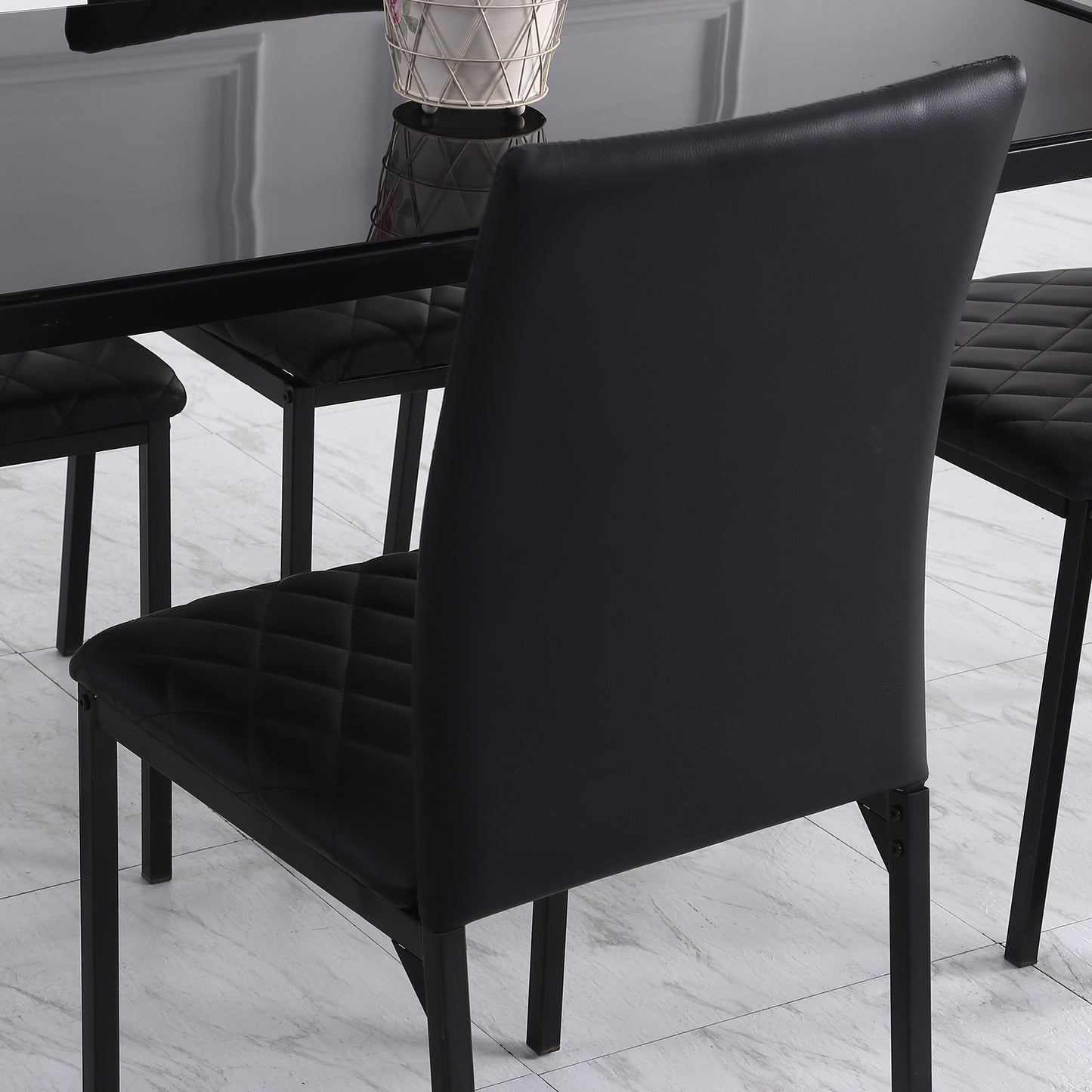 HOMCOM HOCMOM 4er-Set Stühle Esszimmerstühle Küchenstühle 41 cm x 50 cm x 91 cm, Schwarz