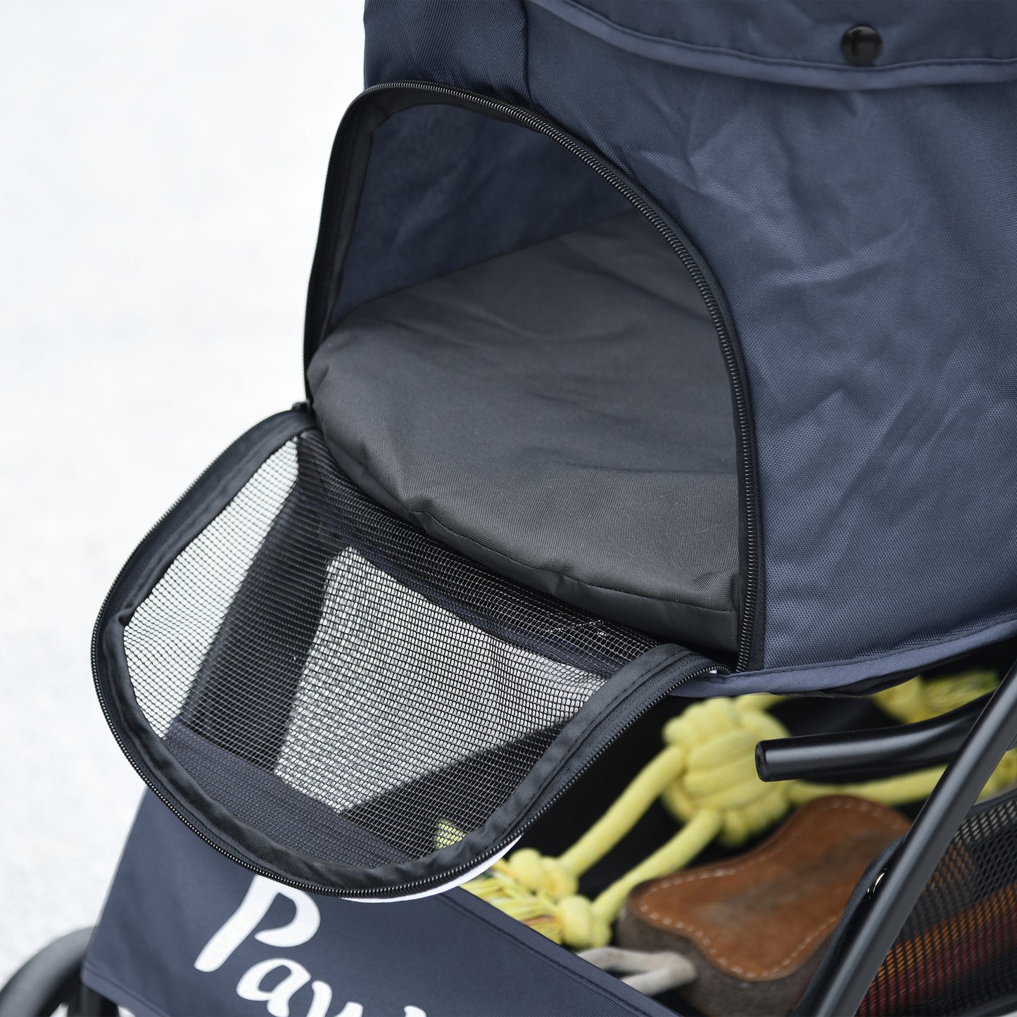 PawHut Hundewagen Hundebuggy bis 10 kg Klappbar Bodenkorb Kissen Seitentasche 81 cm x 48 cm x 99 cm Grau