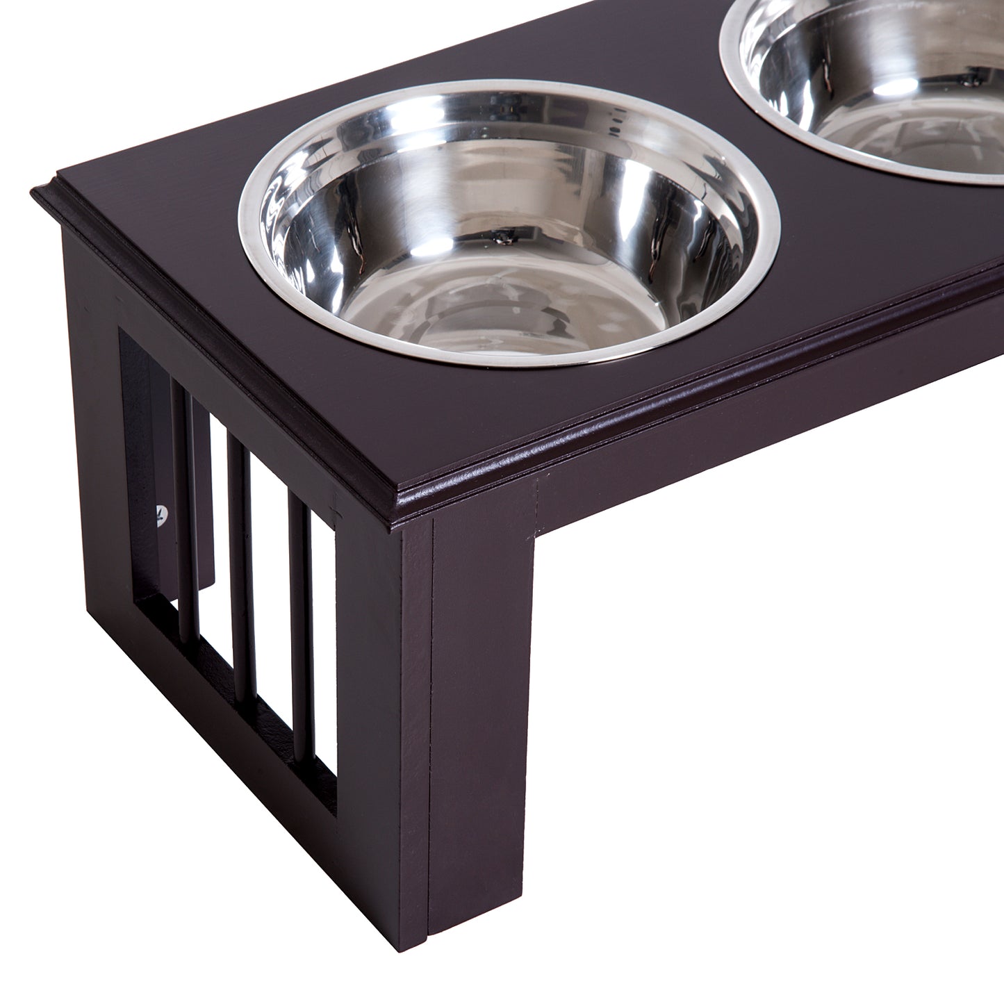 PawHut Hunde-Futterstation, rutschfest, 58,4 x 30,5 x 25,4cm, Grau, 2L pro Napf