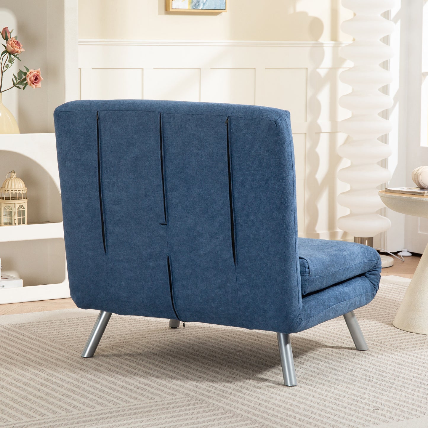 HOMCOM Polstersessel mit Bettfunktion، 3-in-1 Design، Schlafsessel، Gästebett، Stoffbezug، mit Kissen، Blau