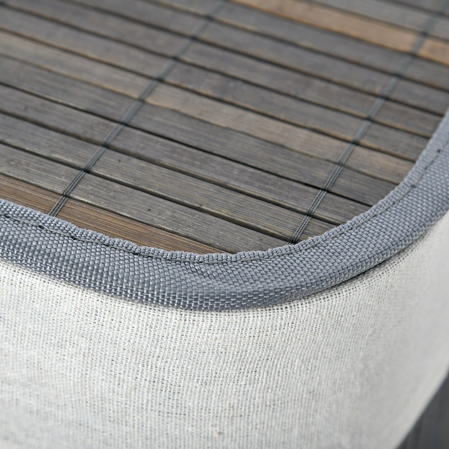 HOMCOM 100L Wäschekorb mit 3 Griffen, mit waschbarem Wäschesack, Bambus, Polyester, Baumwolle, Metall, 52 x 32 x 63 cm, Grau