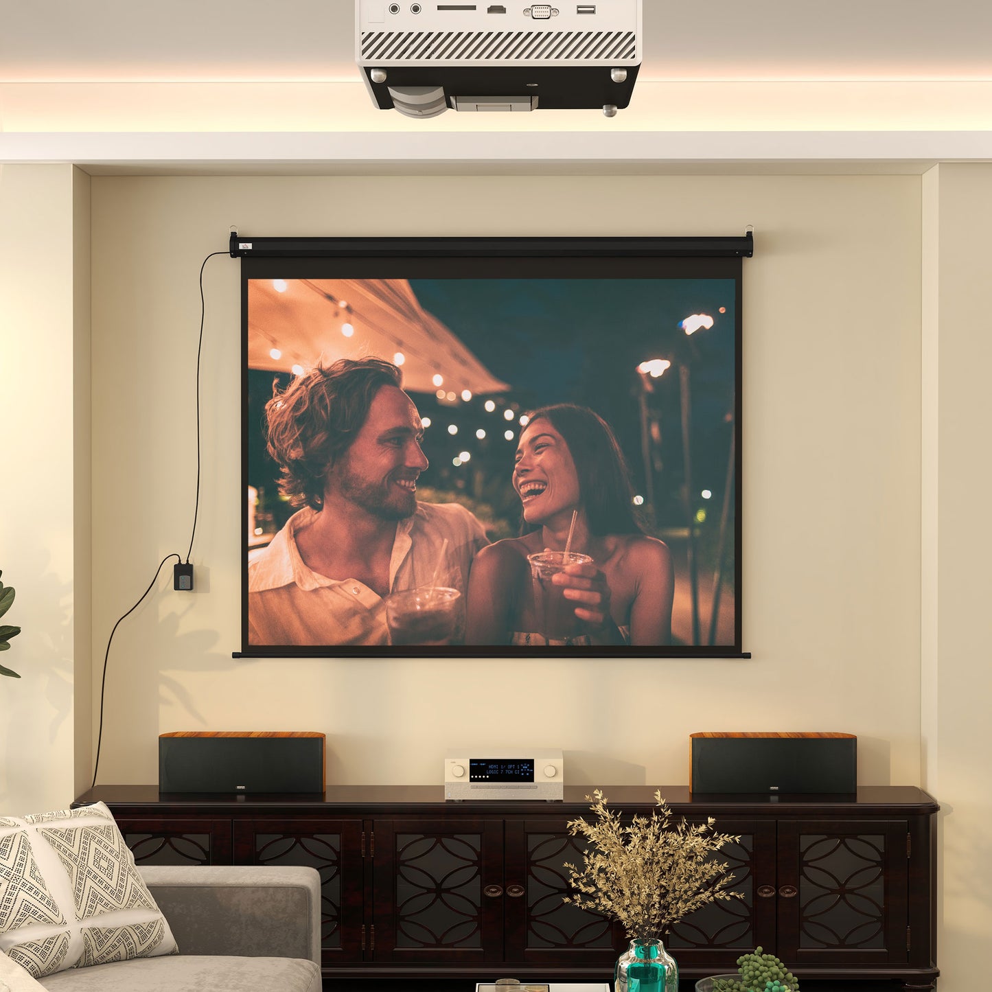 HOMCOM Beamer-Leinwand, Projektionsleinwand, 100 Zoll, 4:3, 203x152 cm, Schwarz