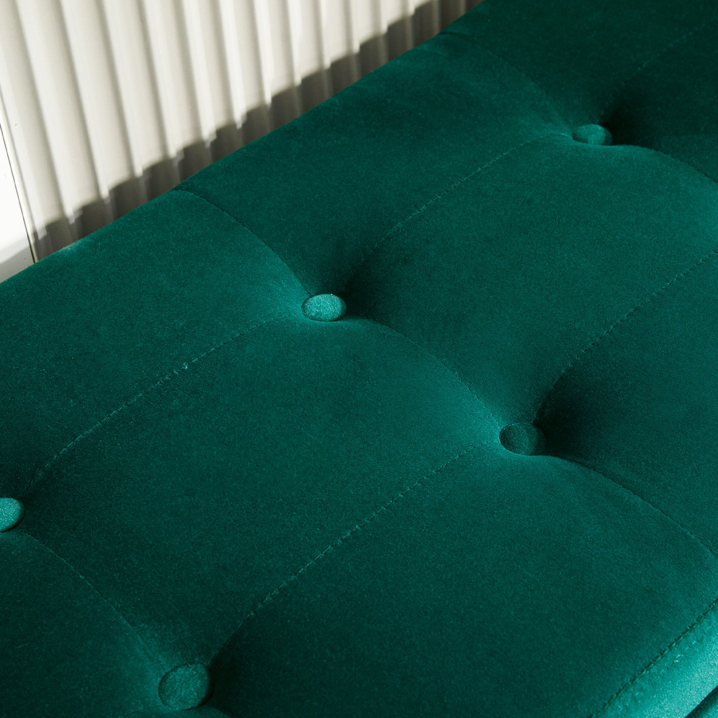 HOMCOM Polsterbank mit Stauraum, Armlehnen, Samtartiges Polyester, Kautschukholz, 107 x 42 x 65 cm, Grün