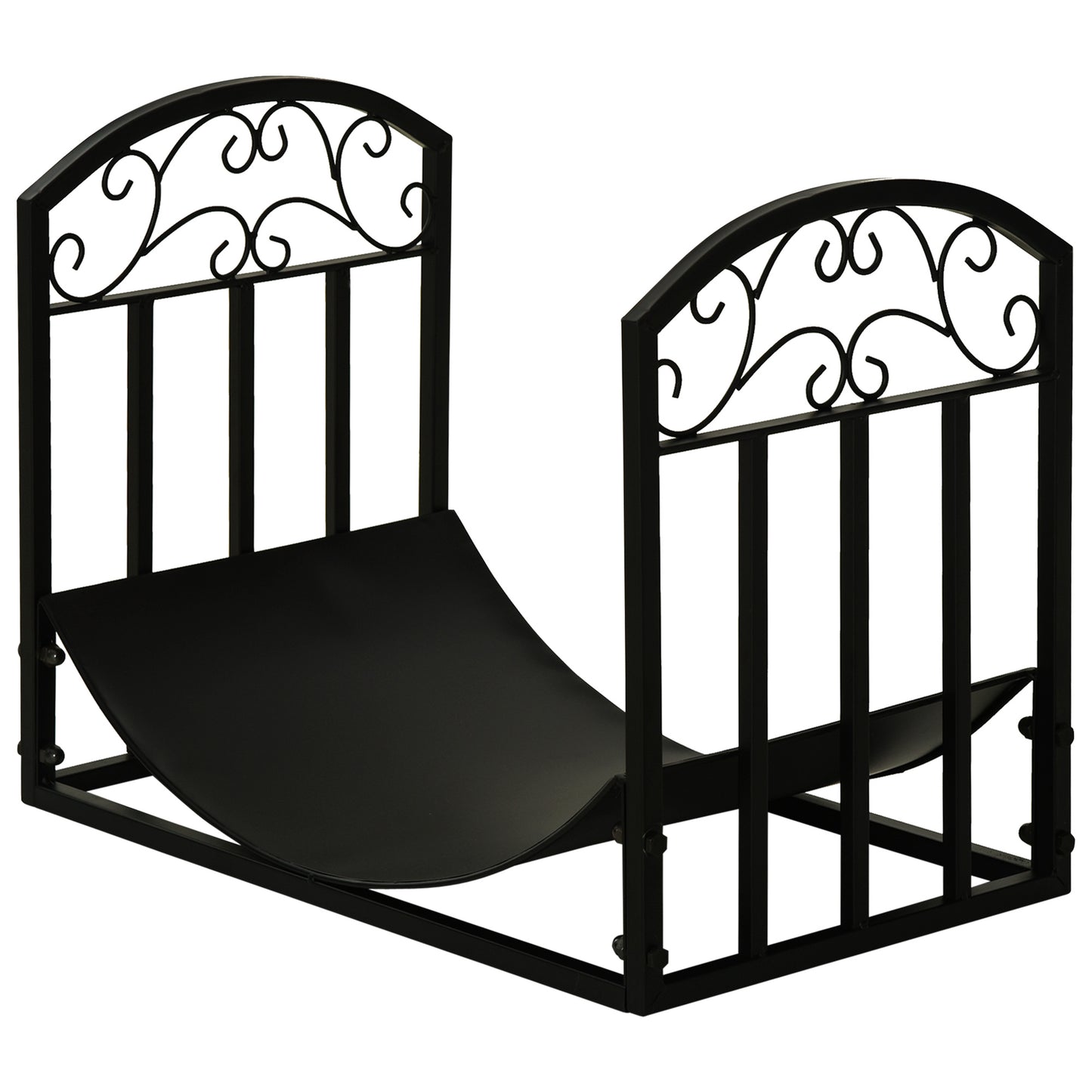 Outsunny Kaminholzregal Kaminholzständer Brennholzregal 60 كجم belastbar Feuerholzablage Kaminwerkzeug Metall Schwarz 60,5 x 36 x 46,5 سم