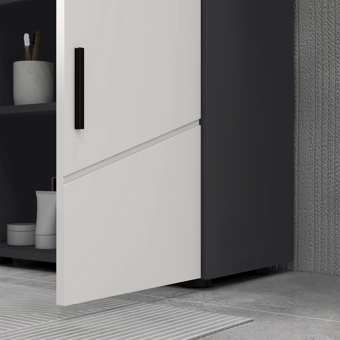 kleankin Badezimmerschrank, Badkommode, Waschbecken-Unterschrank, 2 Ebenen, Holz, Hellgrau