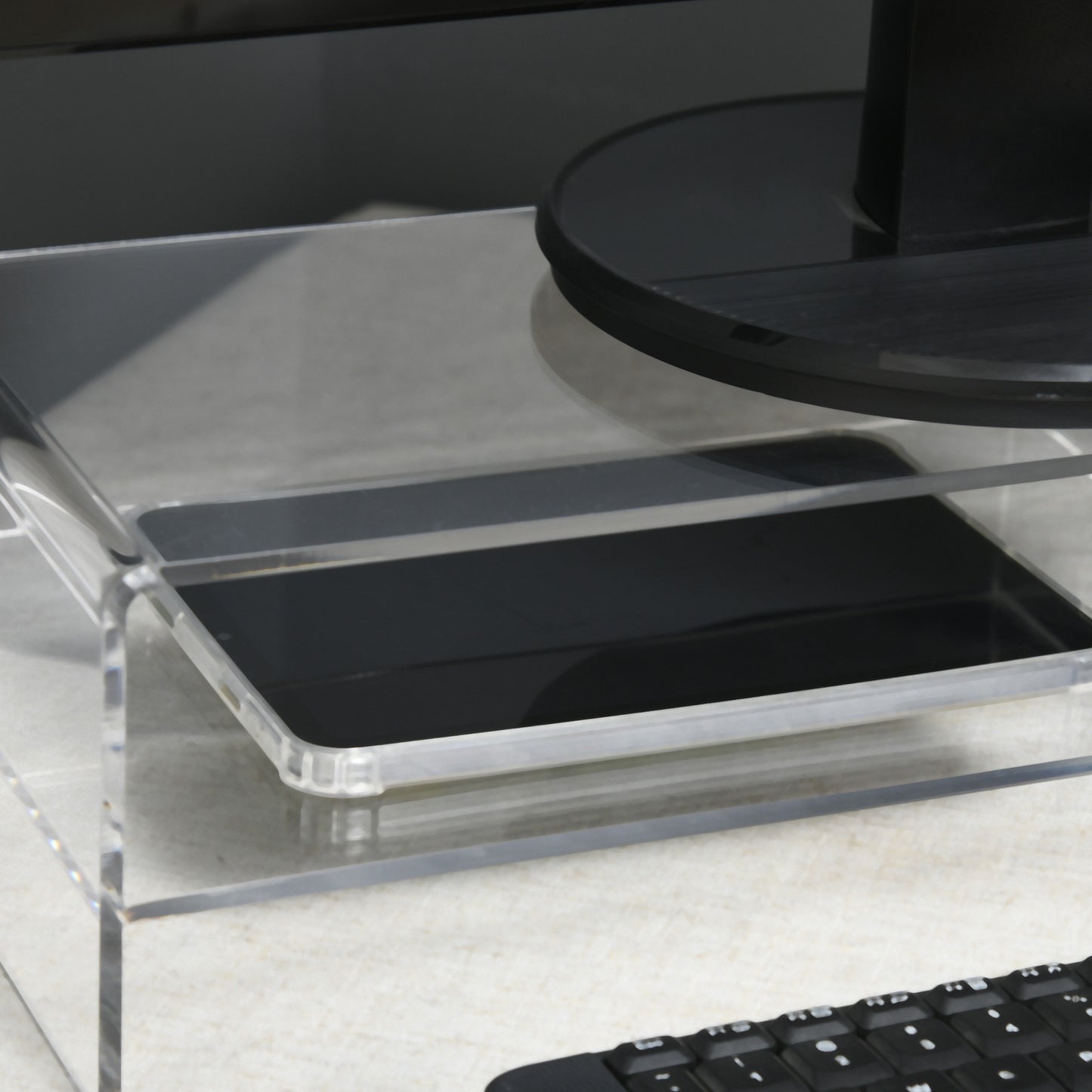 HOMCOM Monitorständer mit Tastaturfach, transparent, für Monitore bis 24 Zoll, 2 Etagen, Acryl, 50,8 x 19 x 12 cm
